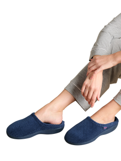 totes Popcorn Terry Mule Slippers - view 2, Navy