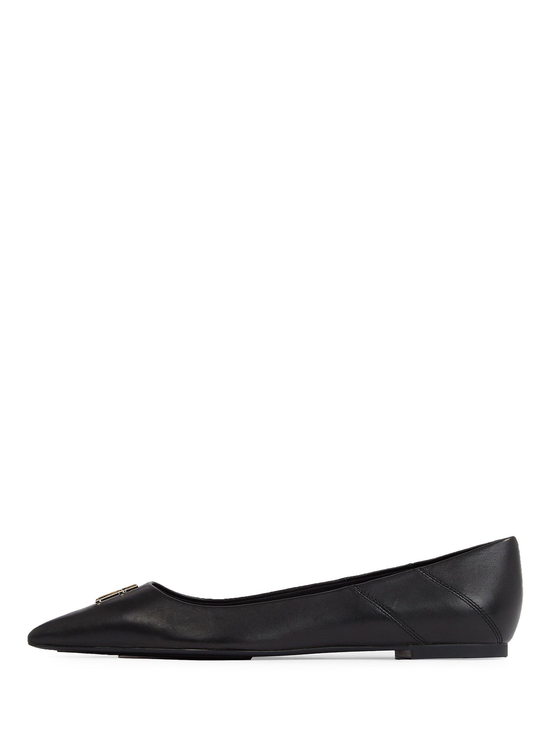Tommy Hilfiger Pointed Leather Ballerina Flats, Black