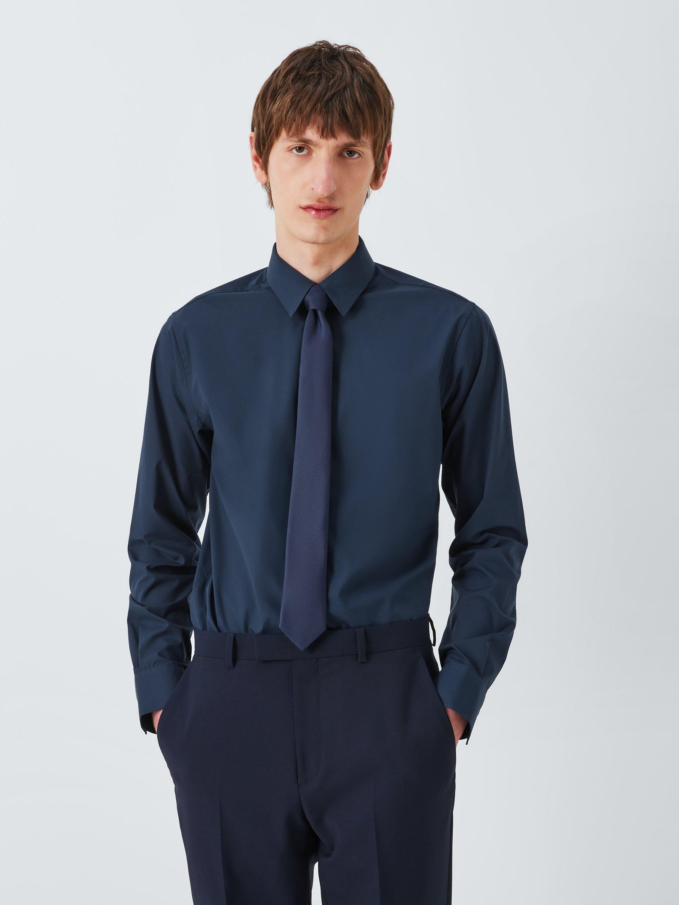 Product image 1 of 10, which shows Kin Stretch Poplin Slim Fit Shirt, Navy, 14.5R