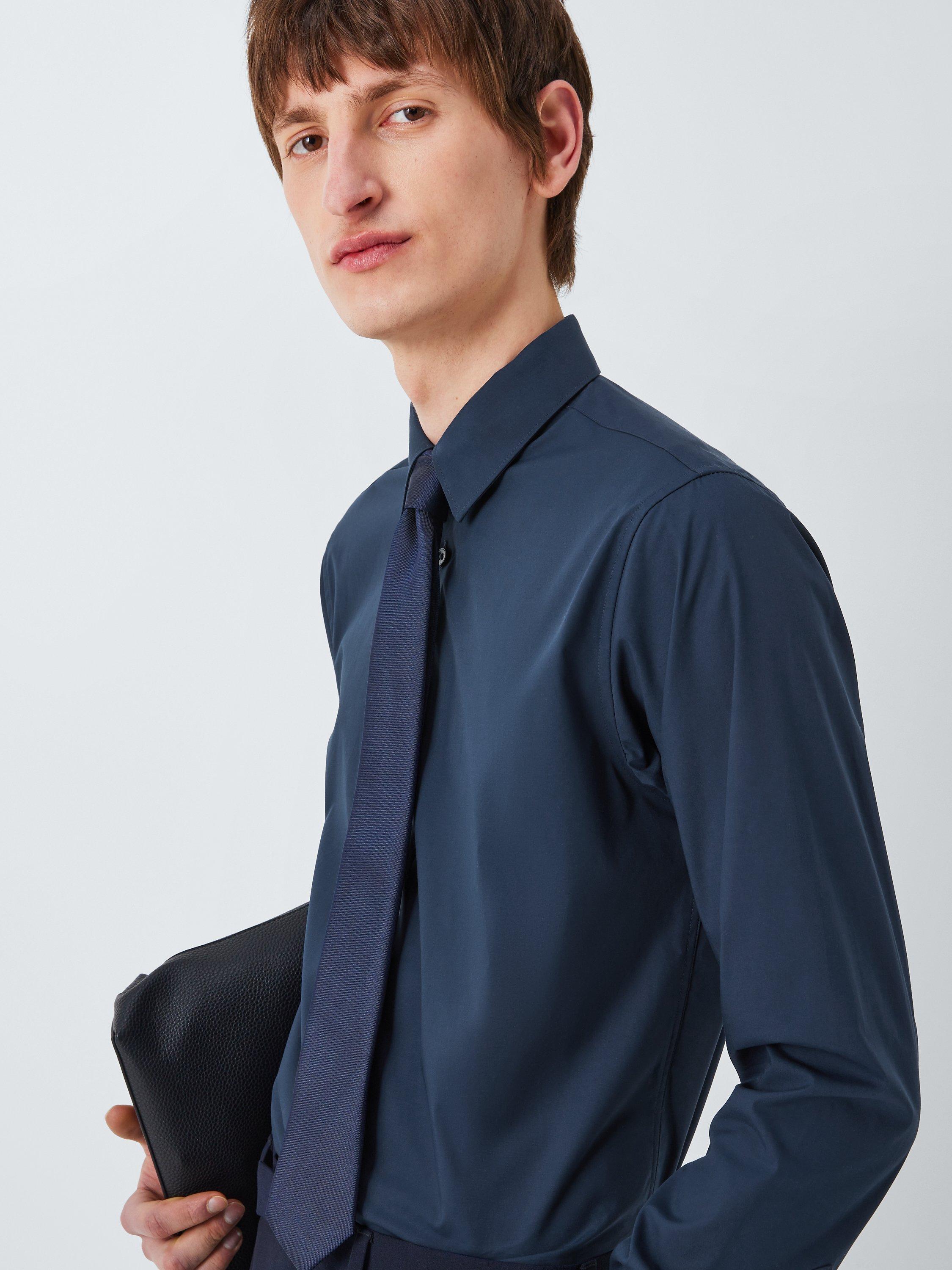 Product image 5 of 10, which shows Kin Stretch Poplin Slim Fit Shirt, Navy, 14.5R