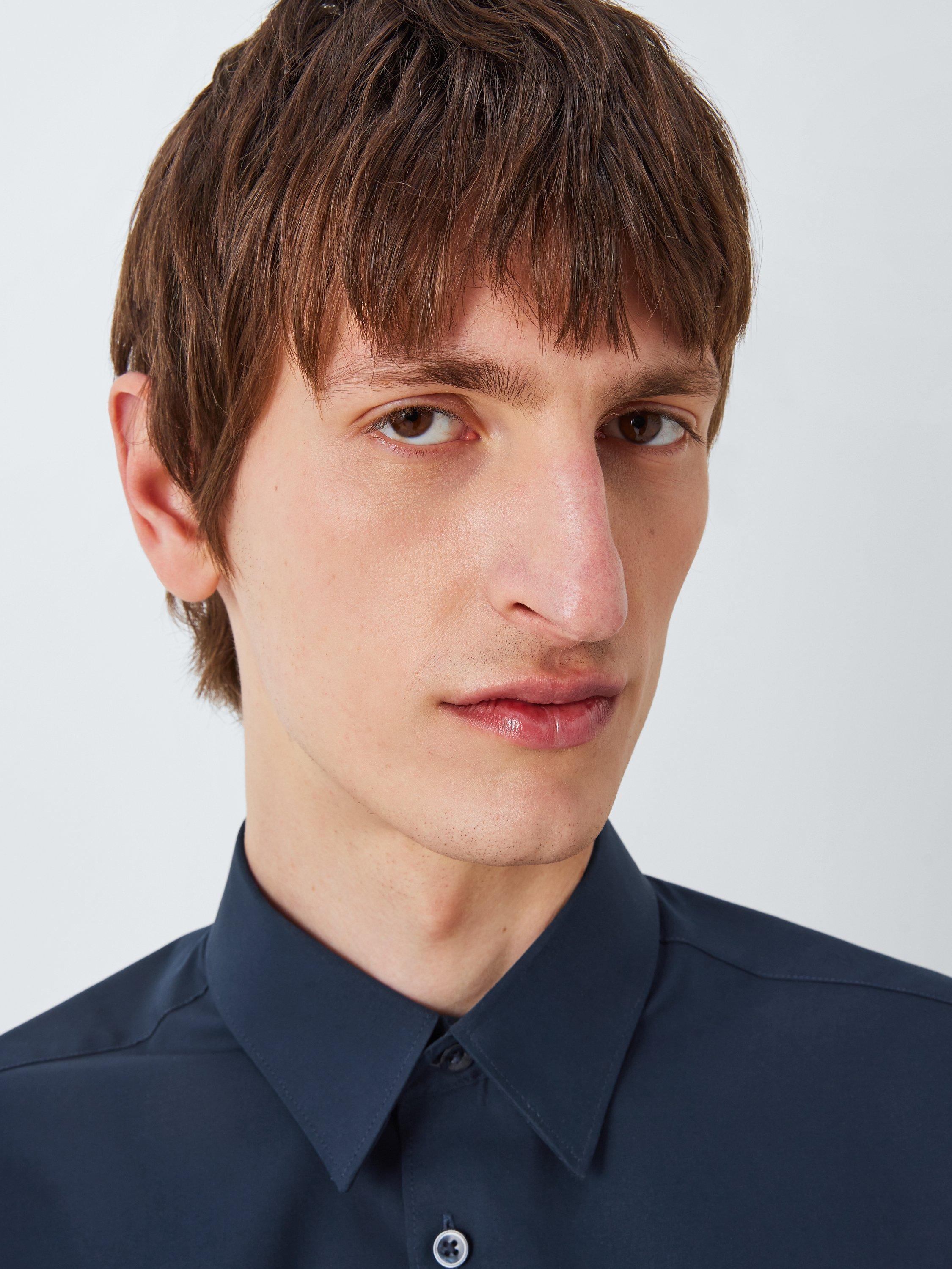 Product image 6 of 10, which shows Kin Stretch Poplin Slim Fit Shirt, Navy, 14.5R