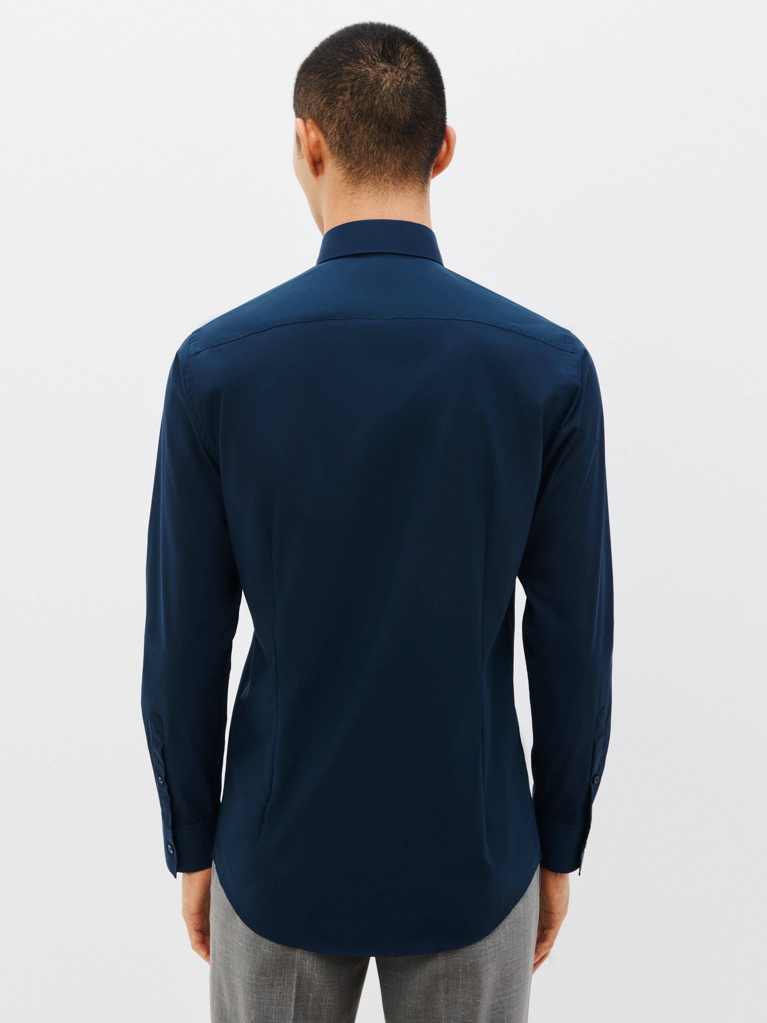 Product image 9 of 10, which shows Kin Stretch Poplin Slim Fit Shirt, Navy, 14.5R