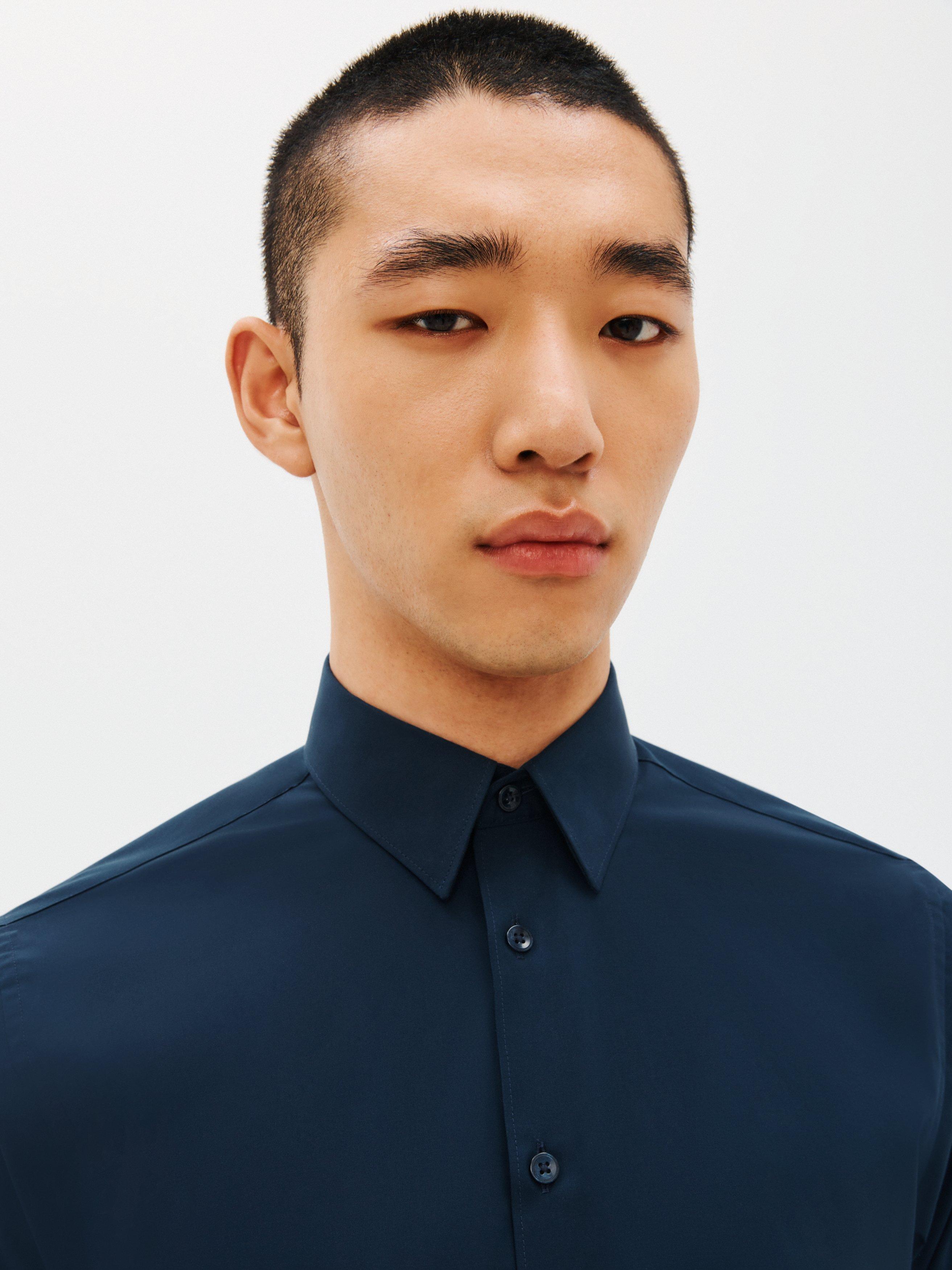 Product image 10 of 10, which shows Kin Stretch Poplin Slim Fit Shirt, Navy, 14.5R