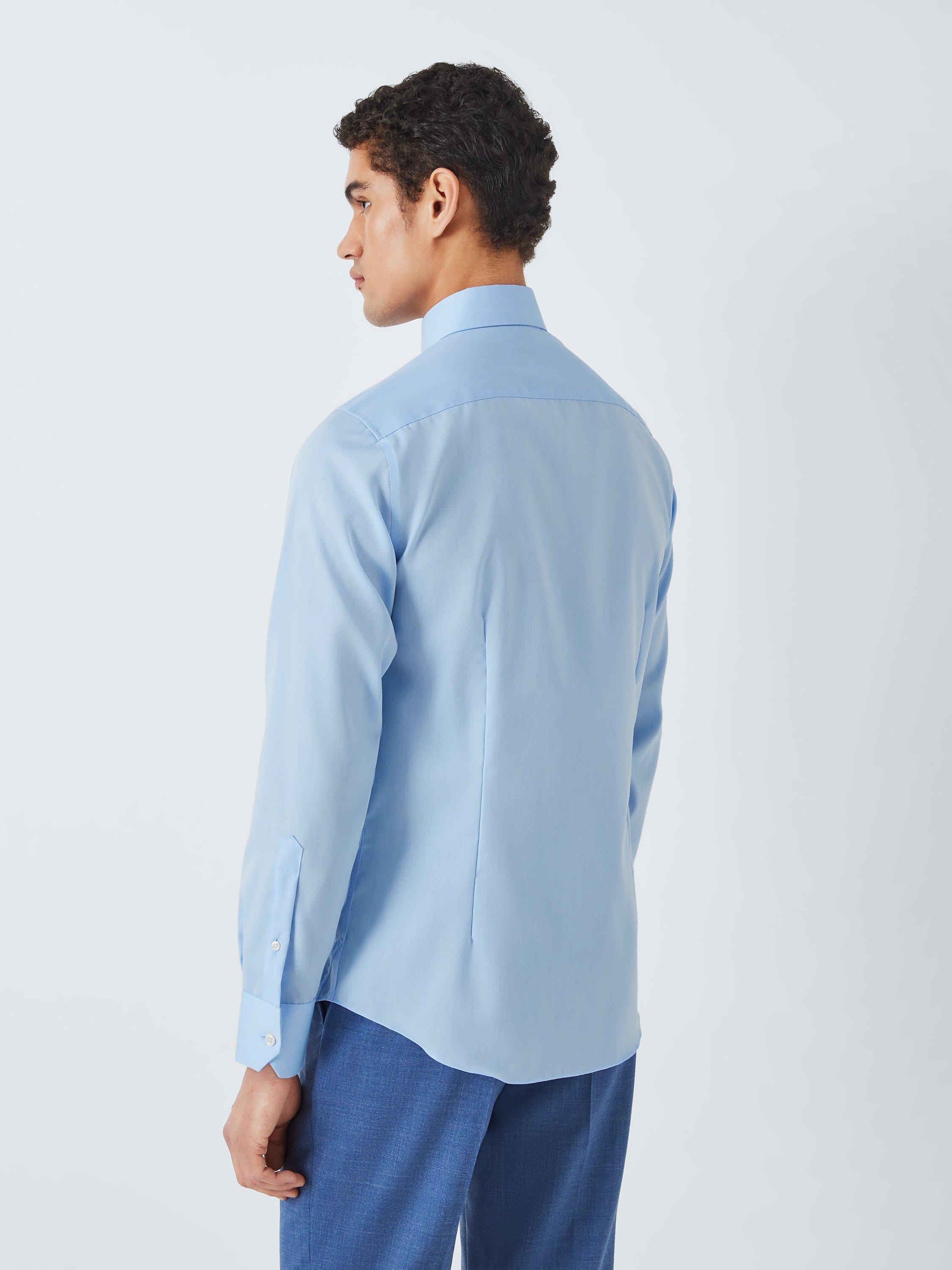 Product image 2 of 10, which shows John Lewis Non Iron Twill Slim Fit Single Cuff Shirt, Blue, 14.5R