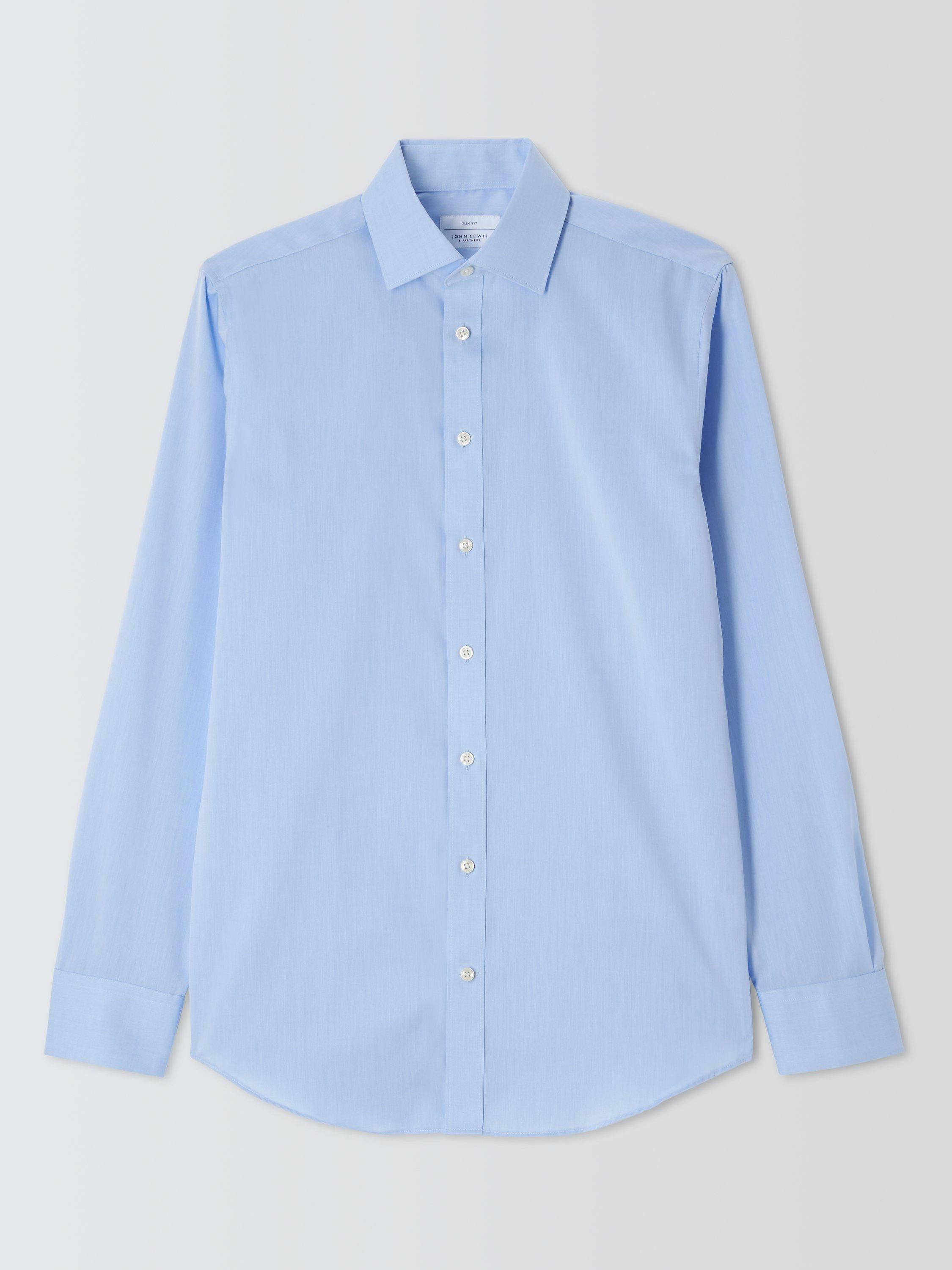 Product image 4 of 10, which shows John Lewis Non Iron Twill Slim Fit Single Cuff Shirt, Blue, 14.5R