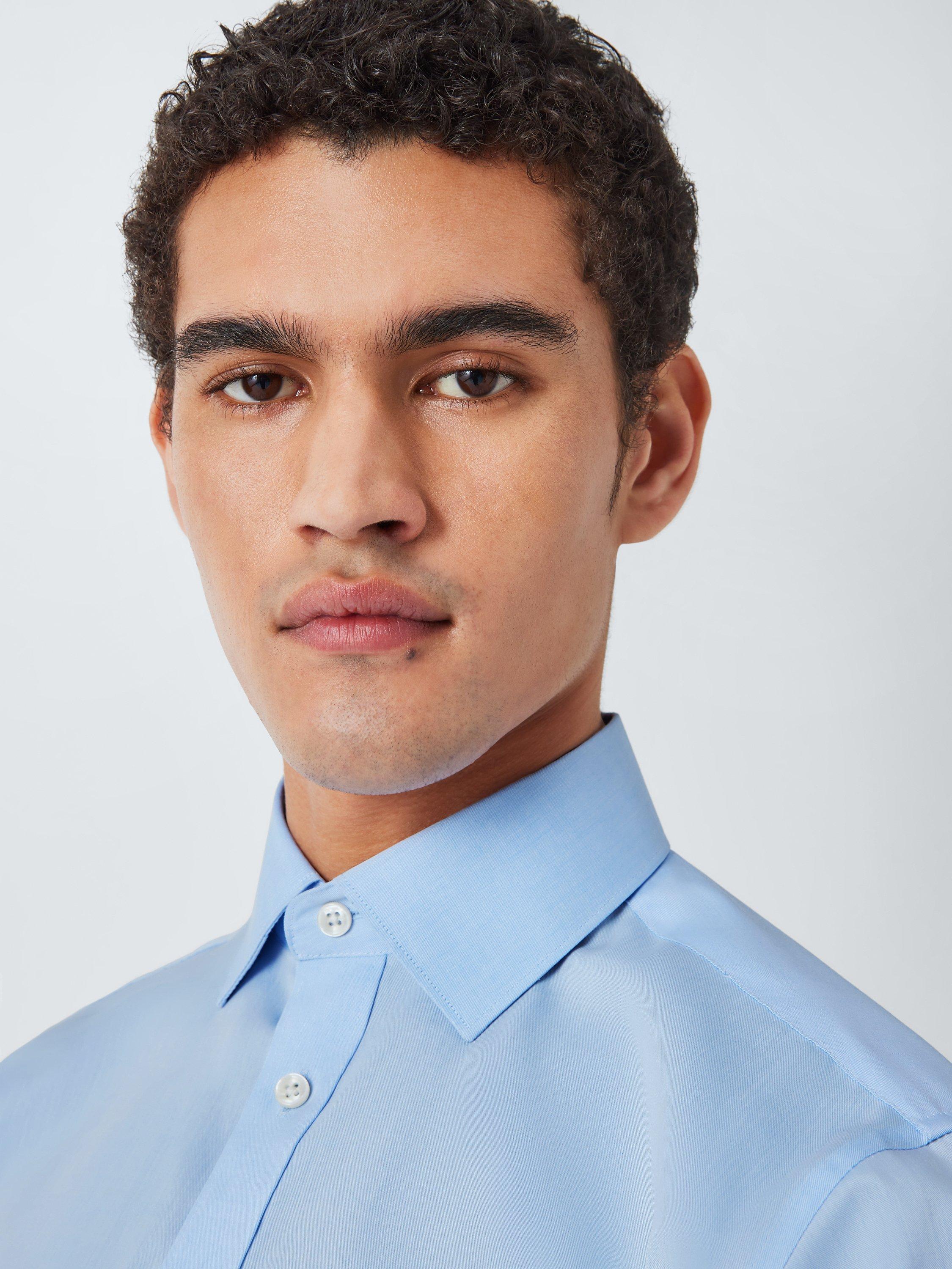 Product image 5 of 10, which shows John Lewis Non Iron Twill Slim Fit Single Cuff Shirt, Blue, 14.5R