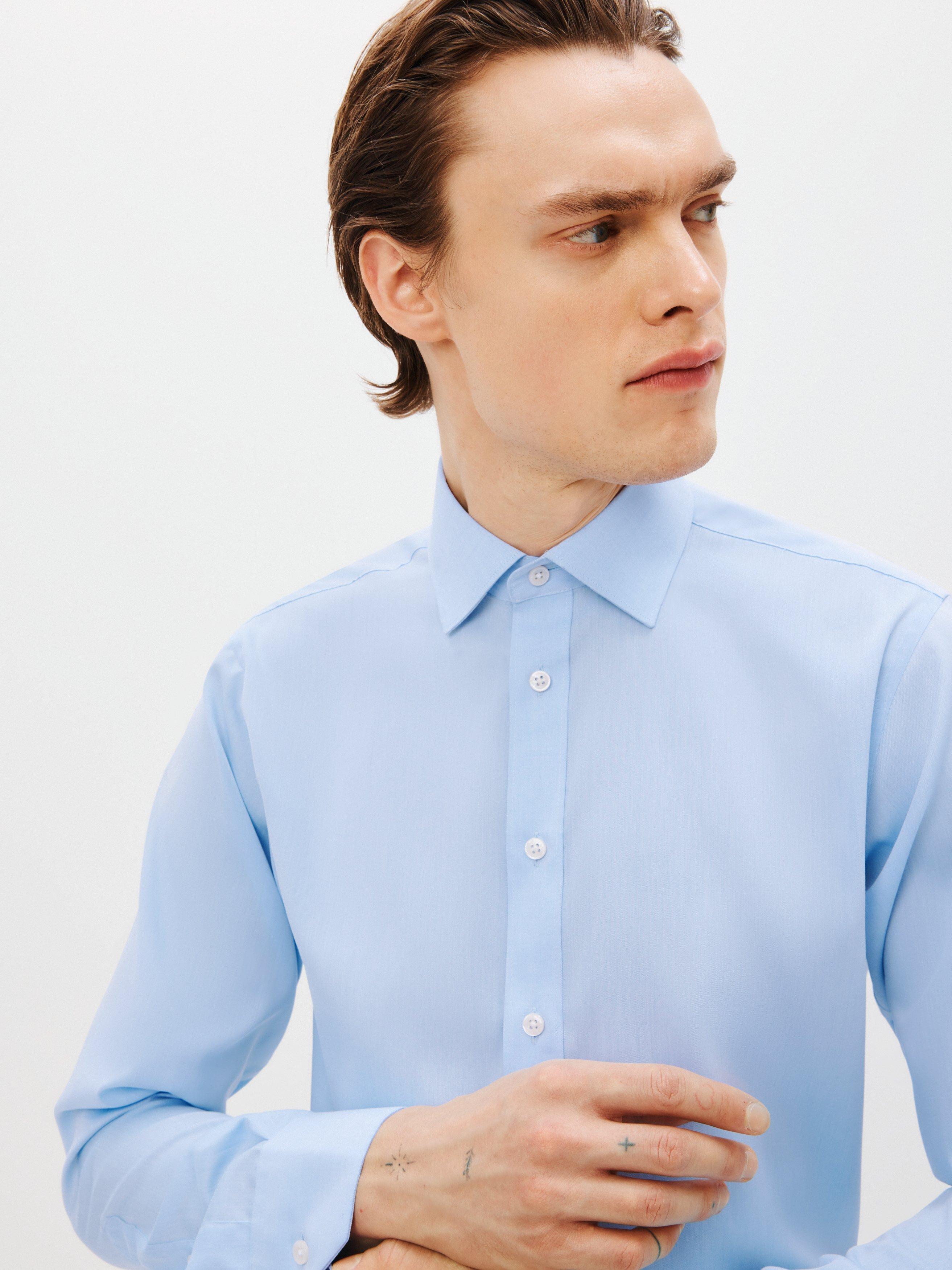 Product image 9 of 10, which shows John Lewis Non Iron Twill Slim Fit Single Cuff Shirt, Blue, 14.5R