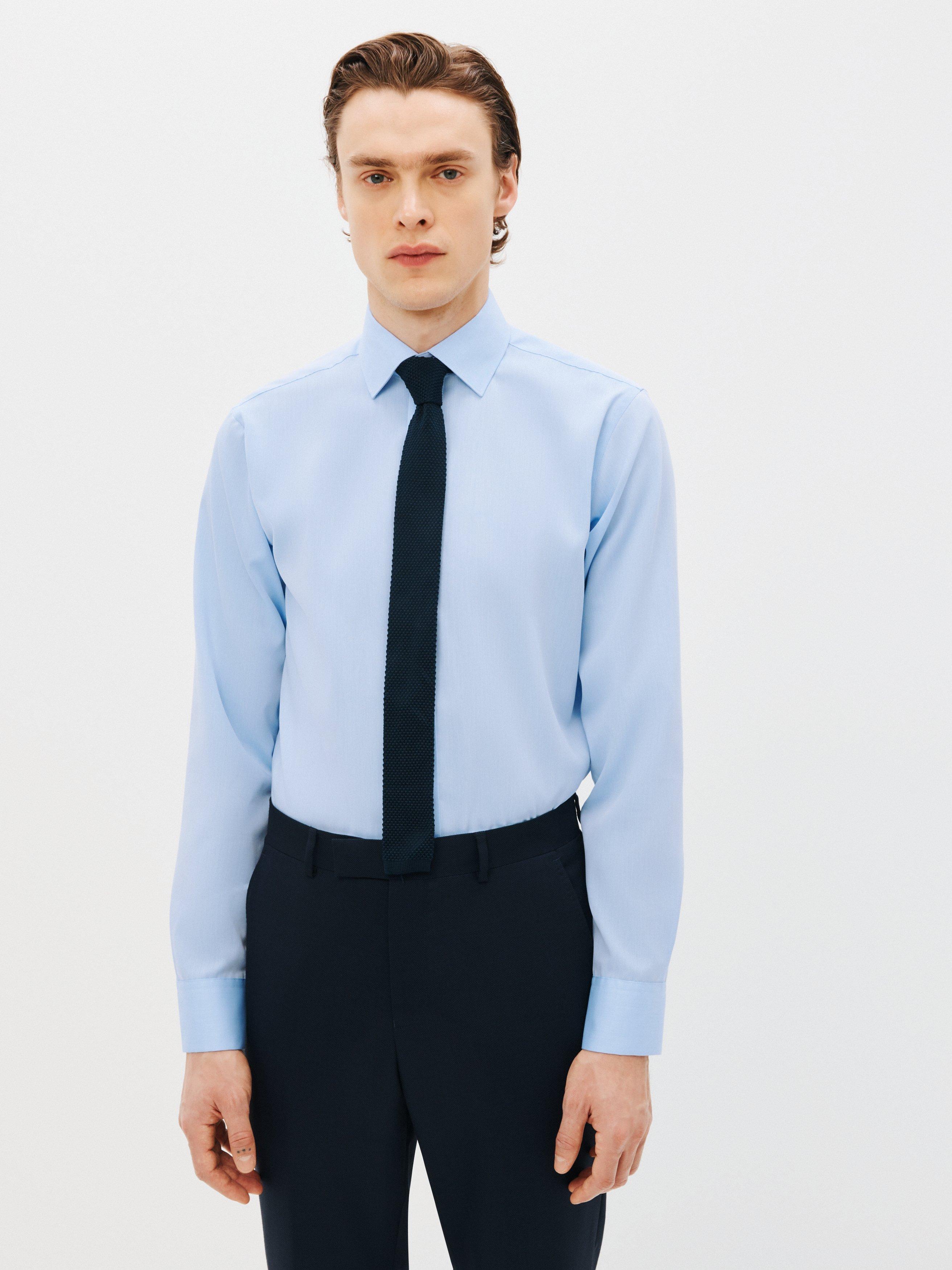 Product image 10 of 10, which shows John Lewis Non Iron Twill Slim Fit Single Cuff Shirt, Blue, 14.5R
