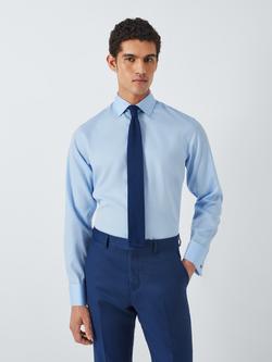 John Lewis Non Iron Twill Double Cuff Tailored Fit Shirt, Blue