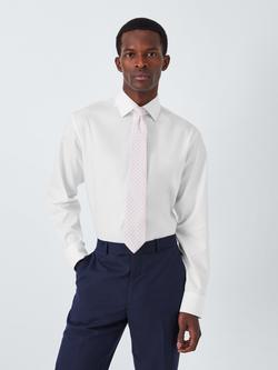 John Lewis Non Iron Self Stripe Tailored Fit Shirt, White, White