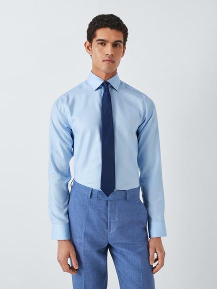John Lewis Dobby Slim Fit Shirt, Blue, Blue