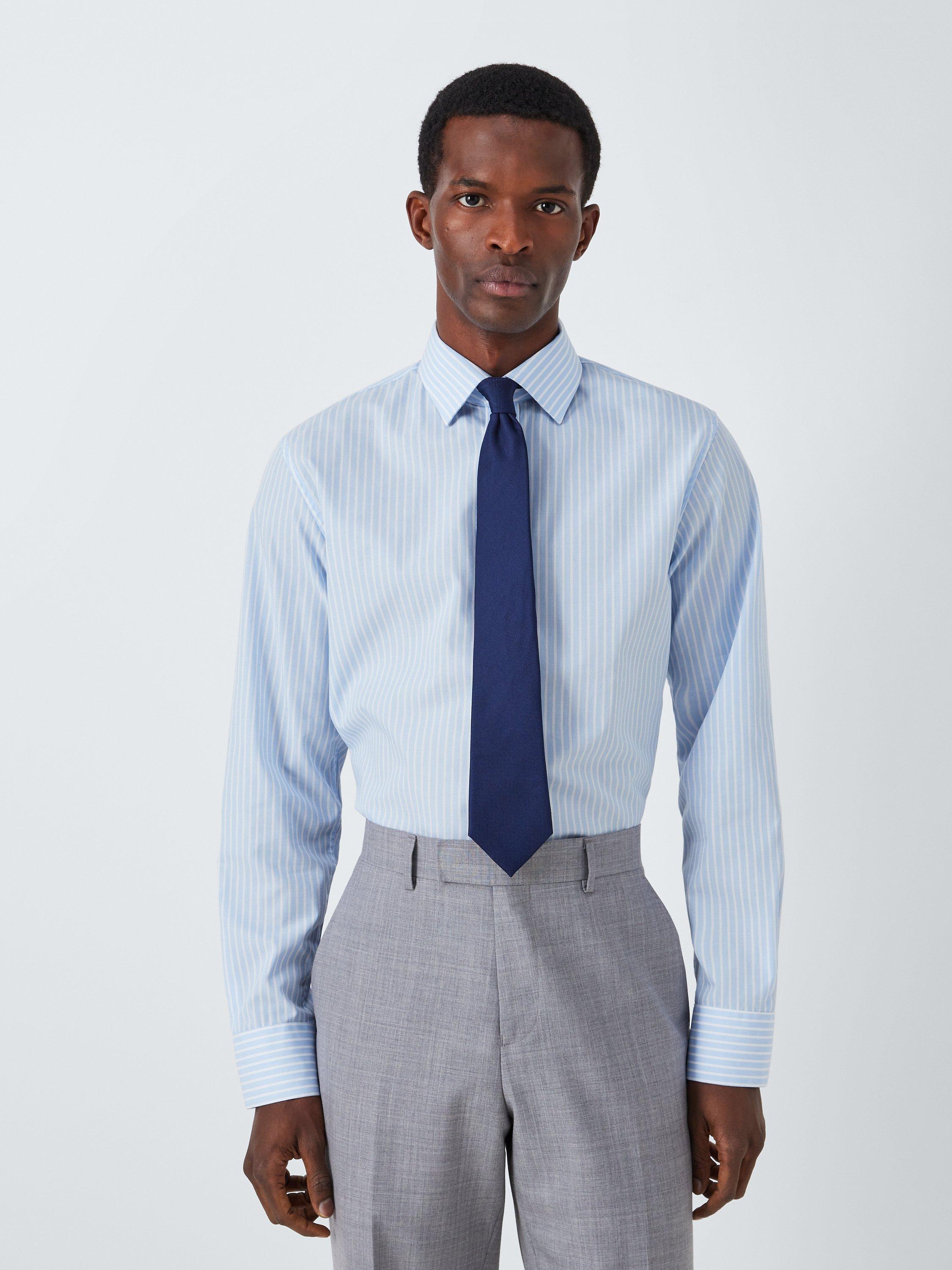 John Lewis Stripe Tailored Fit Shirt Light Blue