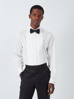 John Lewis Pleated Point Collar Regular Fit Dress Shirt, White, White