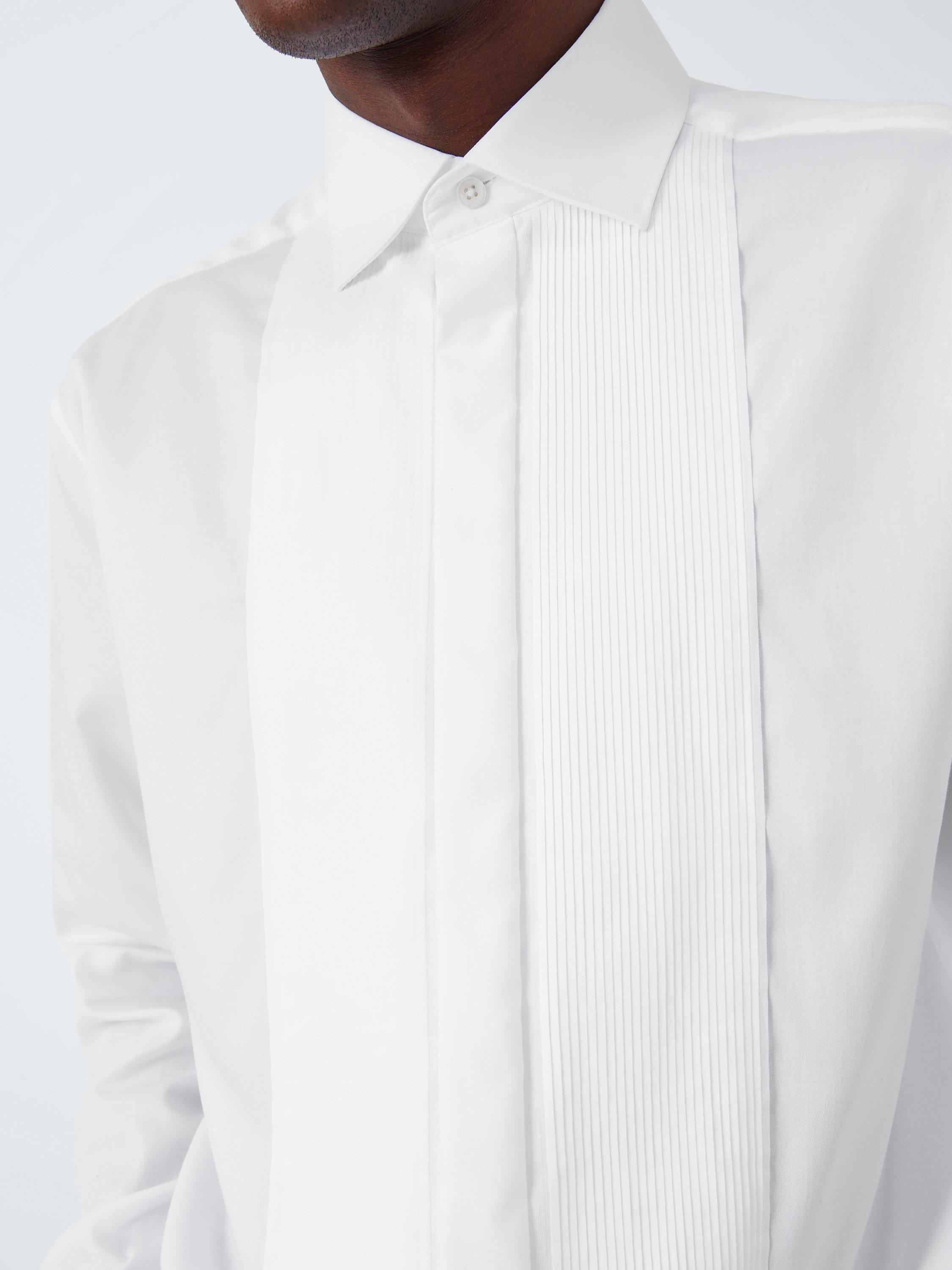 John Lewis Pleated Point Collar Regular Fit Dress Shirt, White, 15R