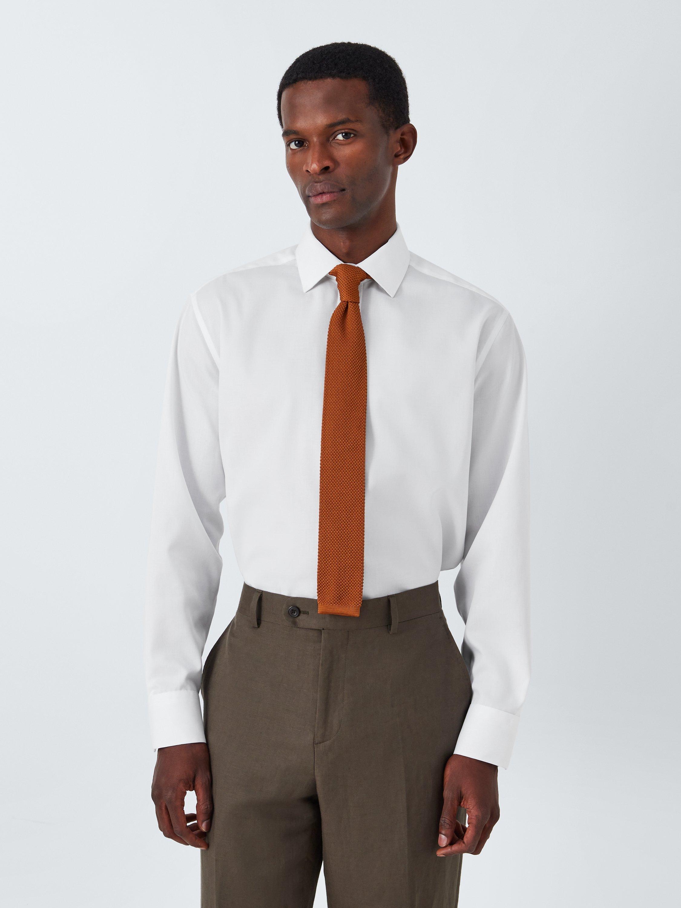 Product image 1 of 10, which shows John Lewis Non Iron Twill Regular Fit Single Cuff Shirt, White, 15R