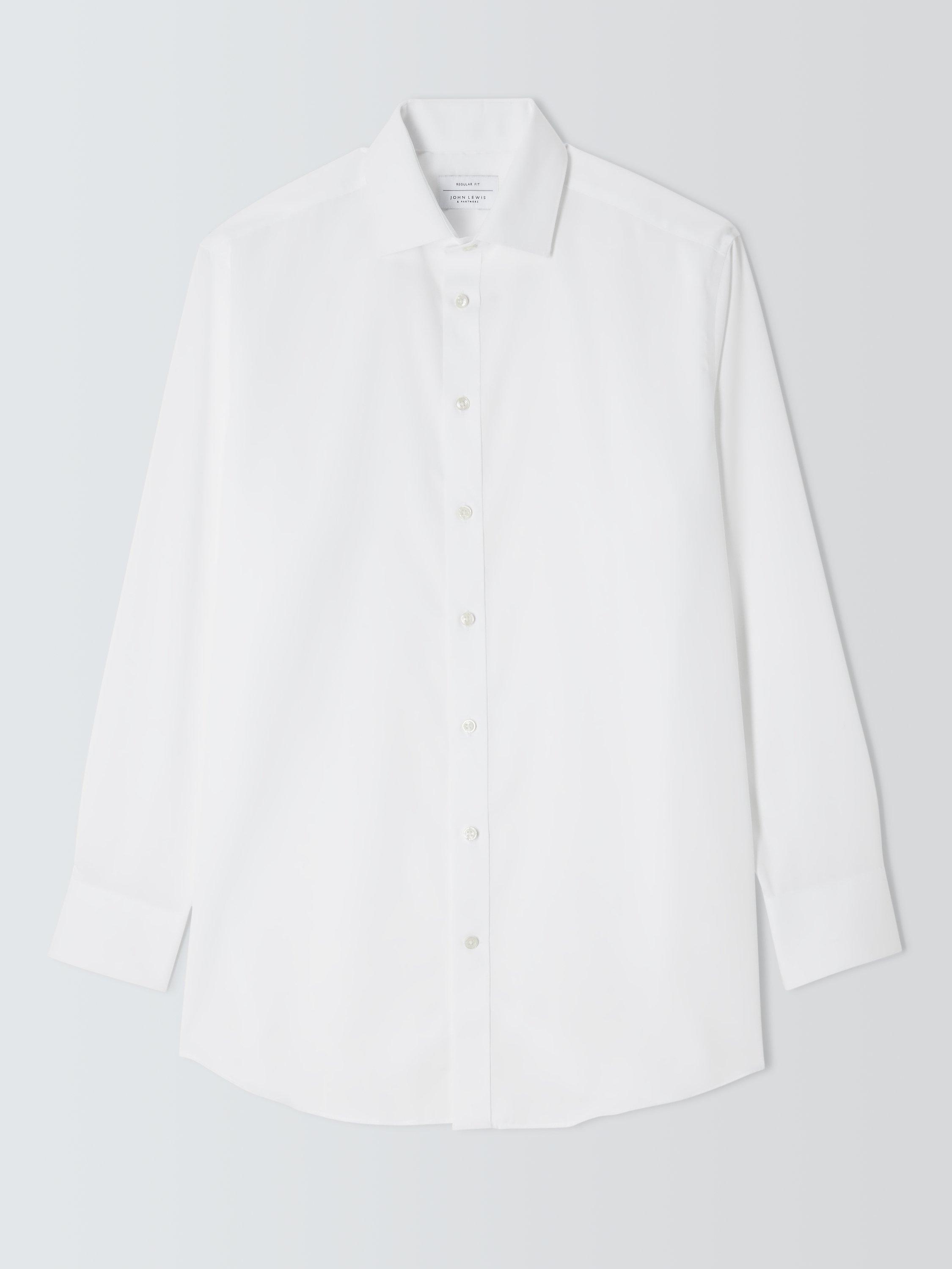 John Lewis Non Iron Twill Regular Fit Single Cuff Shirt, White, 16.5L