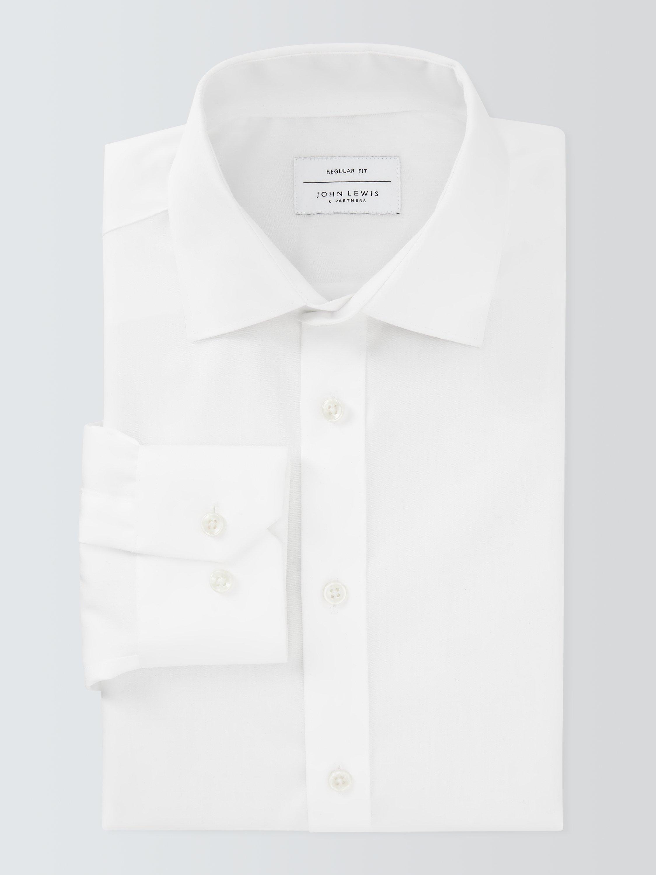 John Lewis Non Iron Twill Regular Fit Single Cuff Shirt, White, 16.5L