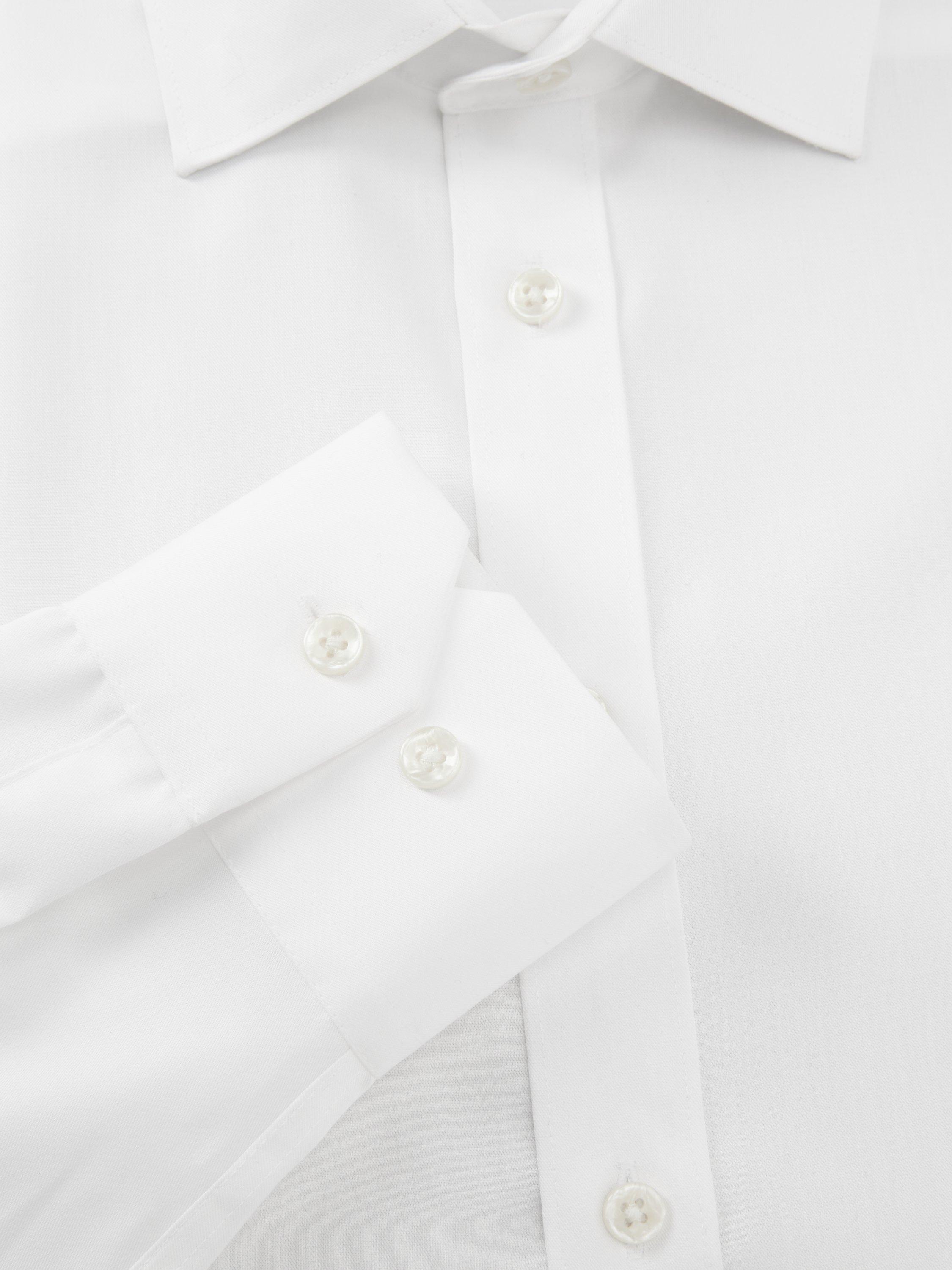 Product image 7 of 10, which shows John Lewis Non Iron Twill Regular Fit Single Cuff Shirt, White, 15R