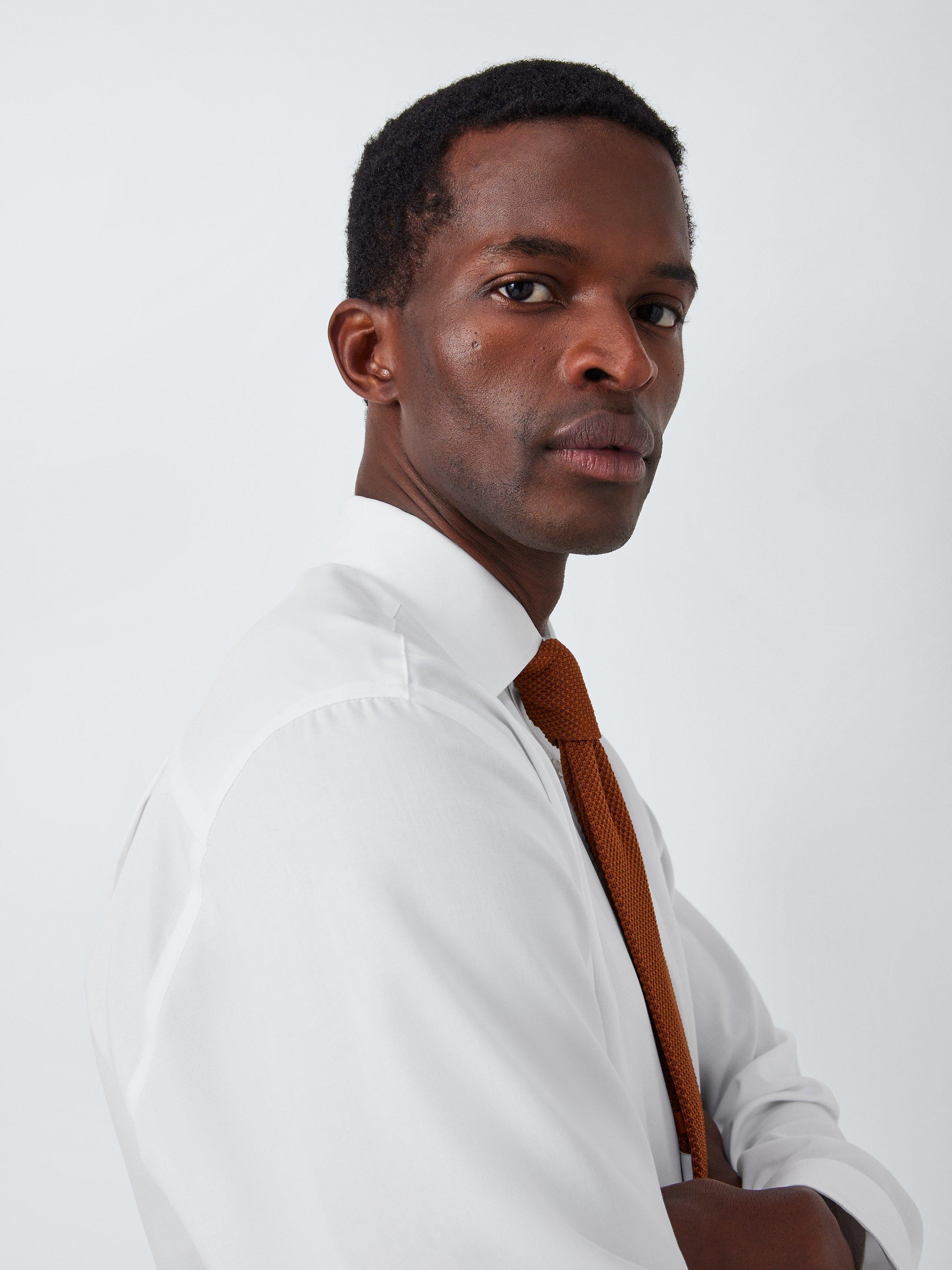 Product image 8 of 10, which shows John Lewis Non Iron Twill Regular Fit Single Cuff Shirt, White, 15R