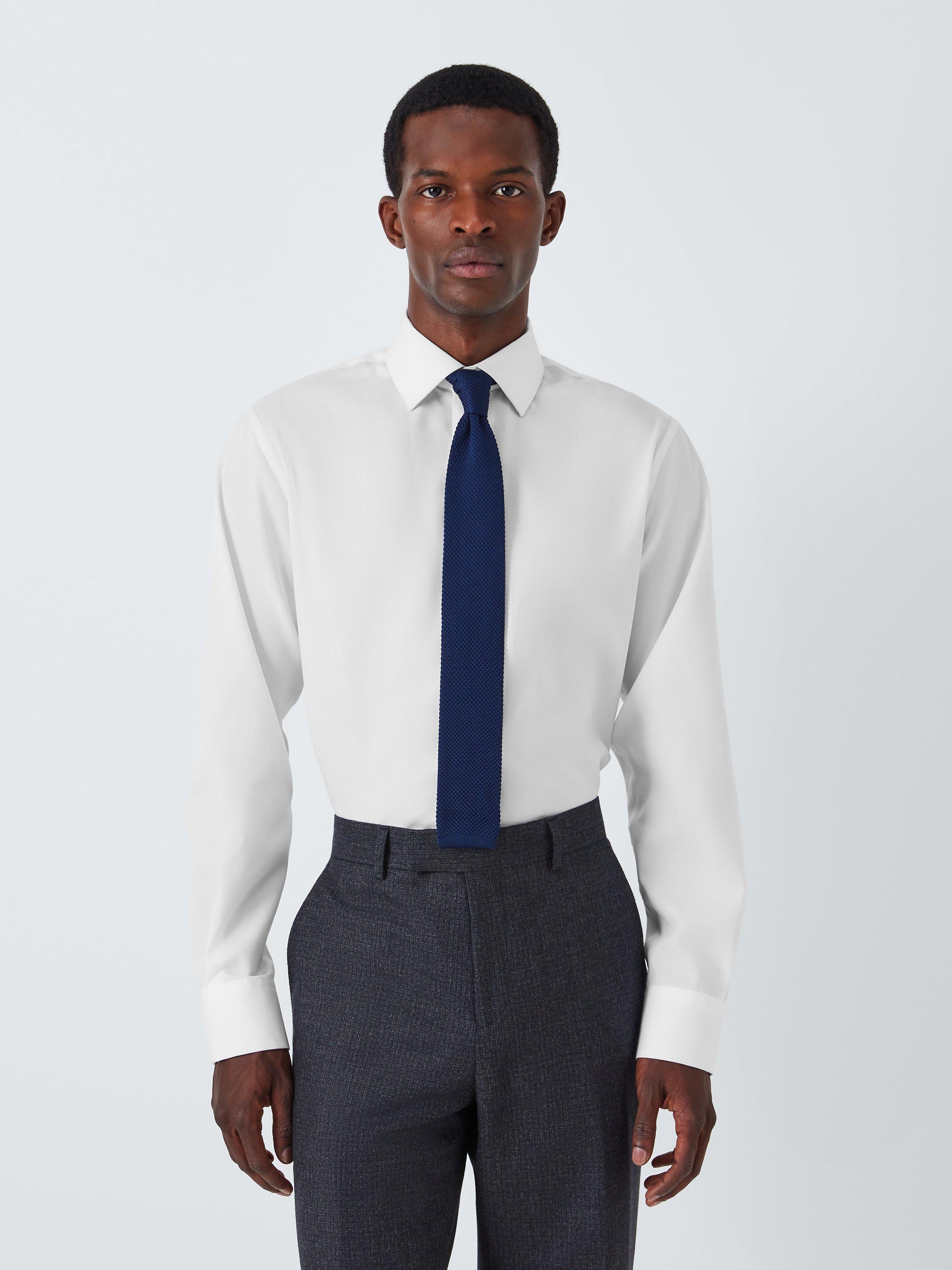 John Lewis Non Iron Twill Tailored Fit Shirt, White, 16.5L