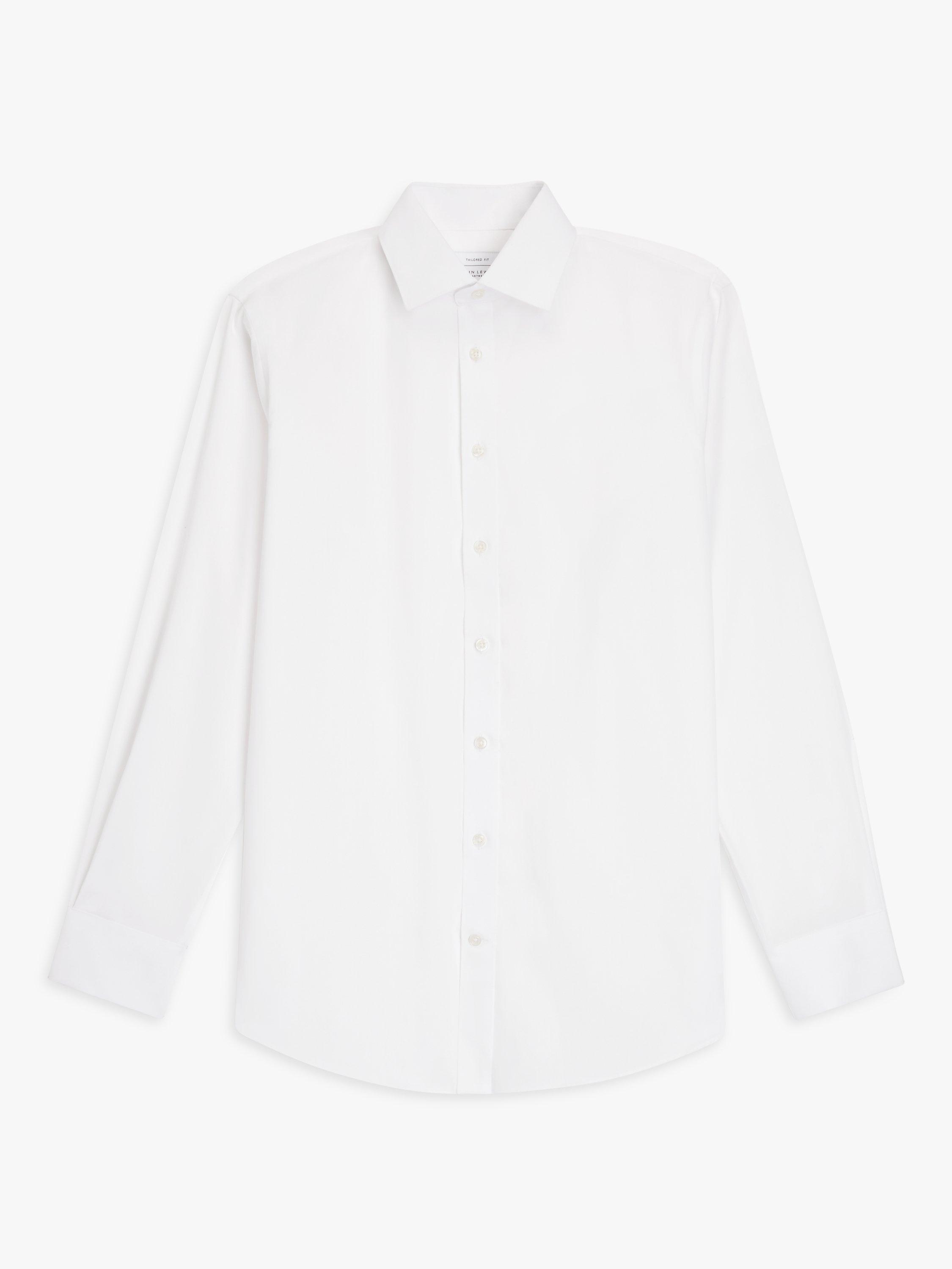 John Lewis Non Iron Twill Tailored Fit Shirt, White, 16.5L