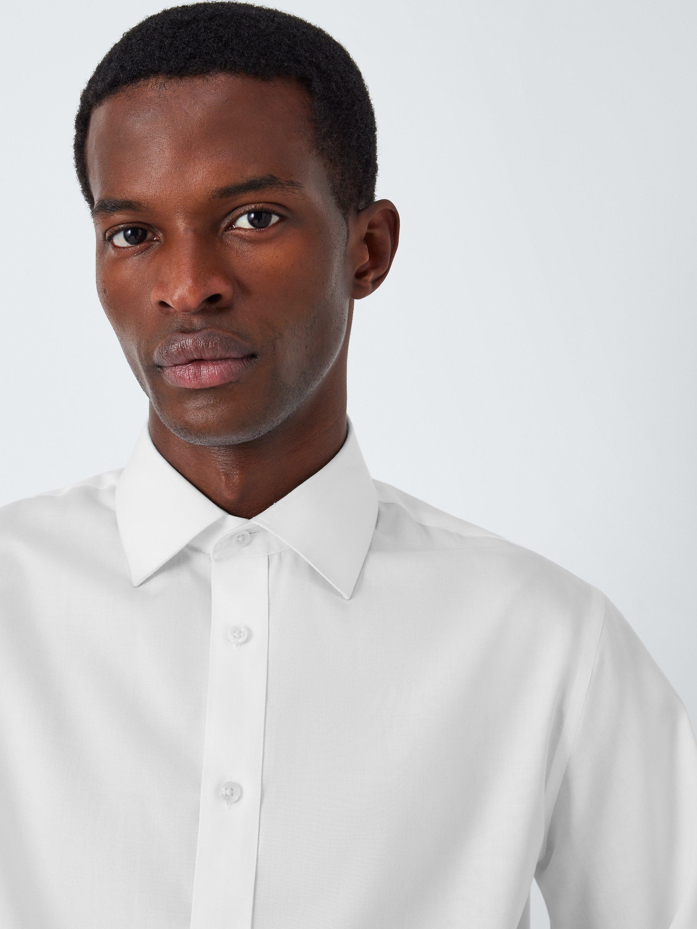 John Lewis Non Iron Twill Tailored Fit Shirt, White, 16.5L