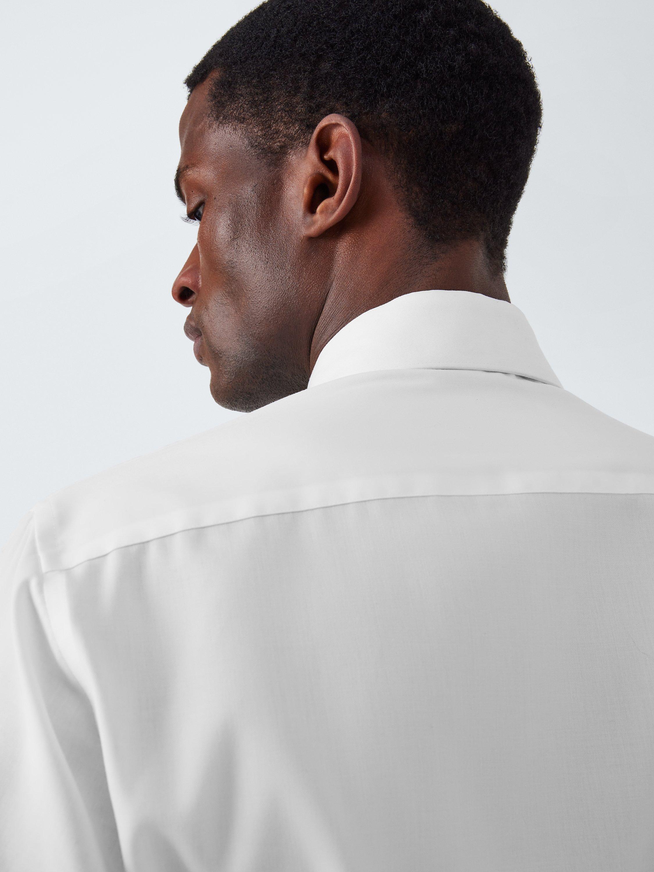 Product image 8 of 10, which shows John Lewis Non Iron Twill Tailored Fit Shirt, White, 16.5L