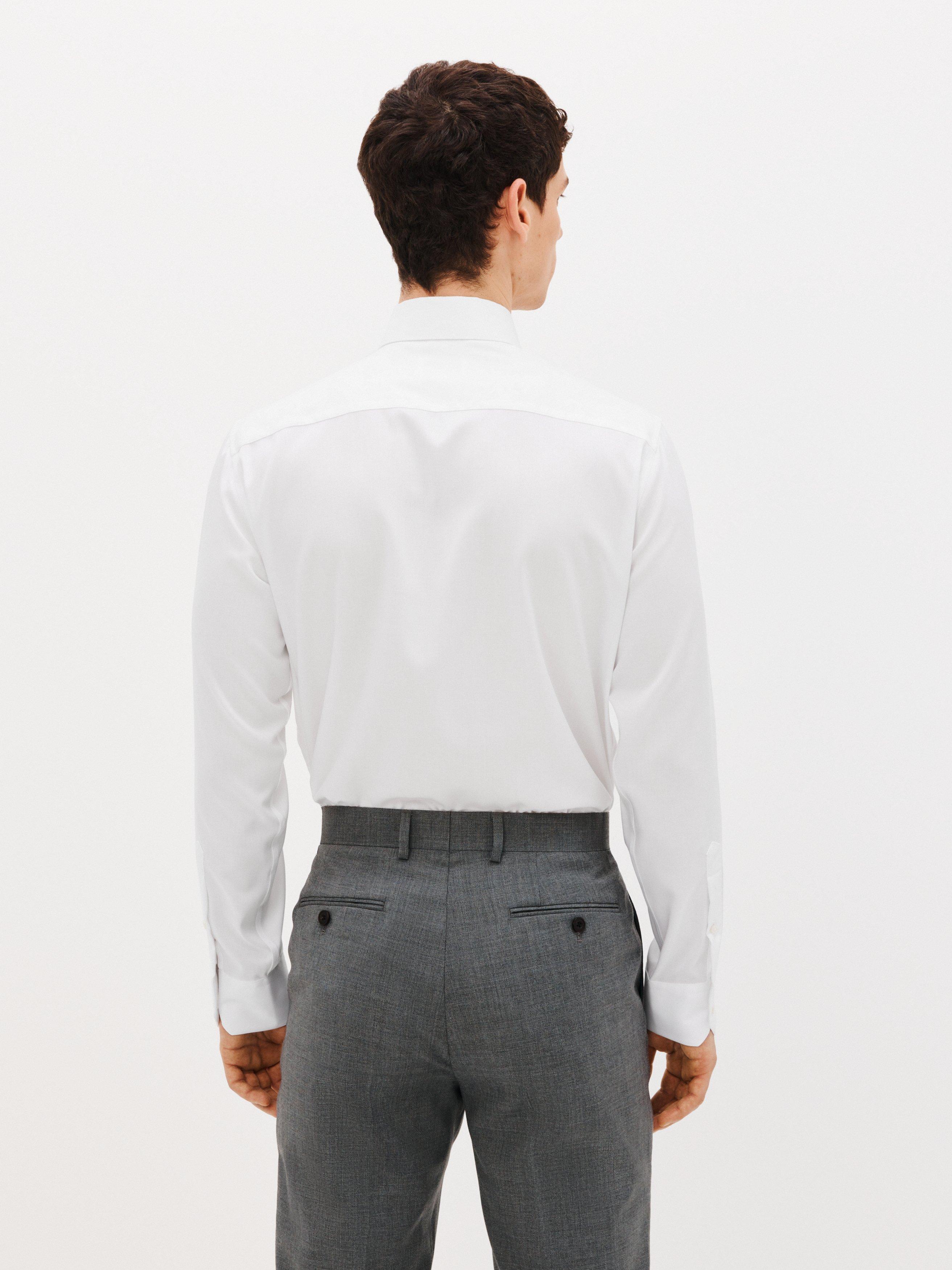 Product image 9 of 10, which shows John Lewis Non Iron Twill Tailored Fit Shirt, White, 16.5L