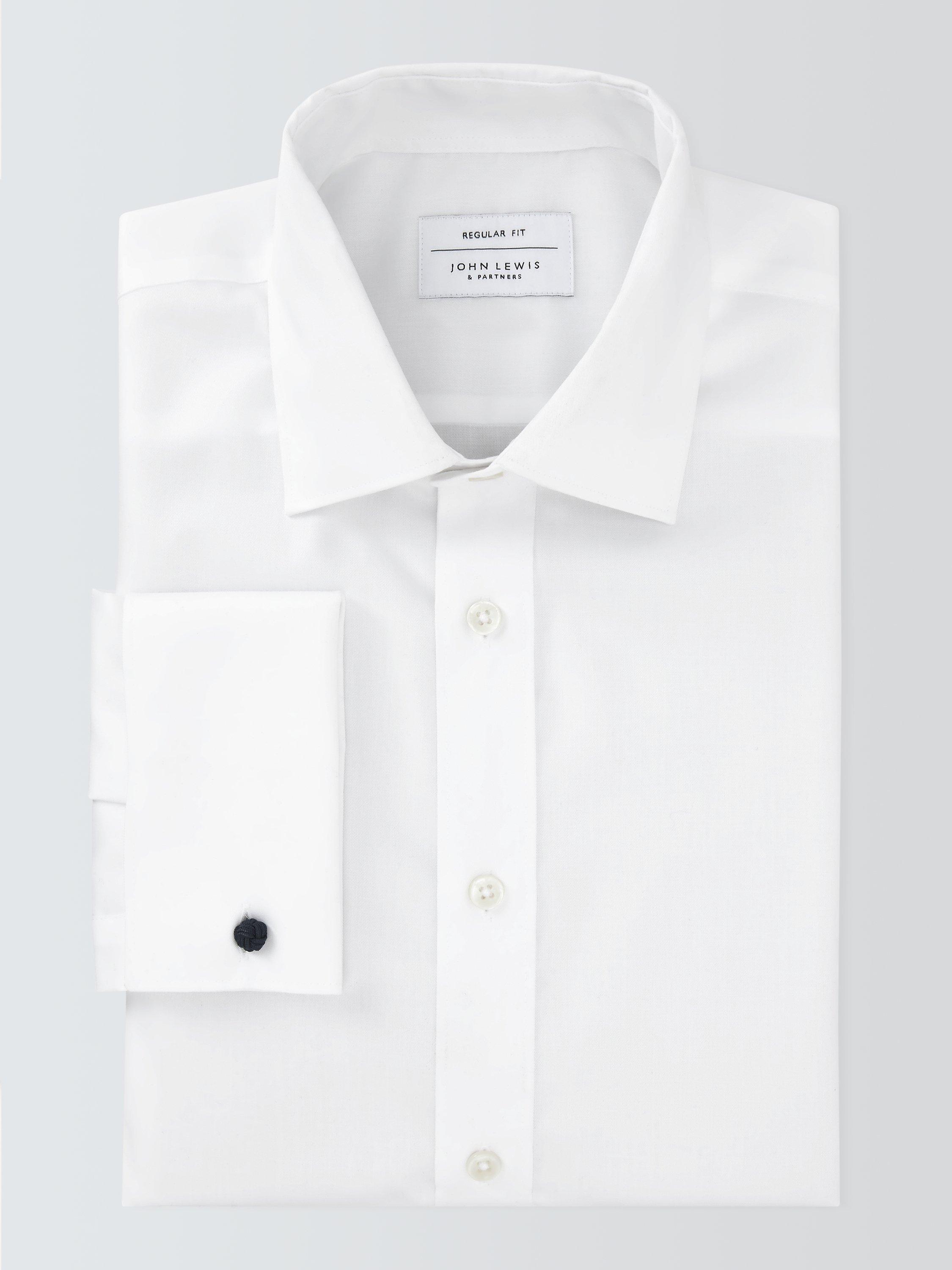 Product image 5 of 10, which shows John Lewis Non Iron Twill Regular Fit Double Cuff Shirt, White, 17.5R