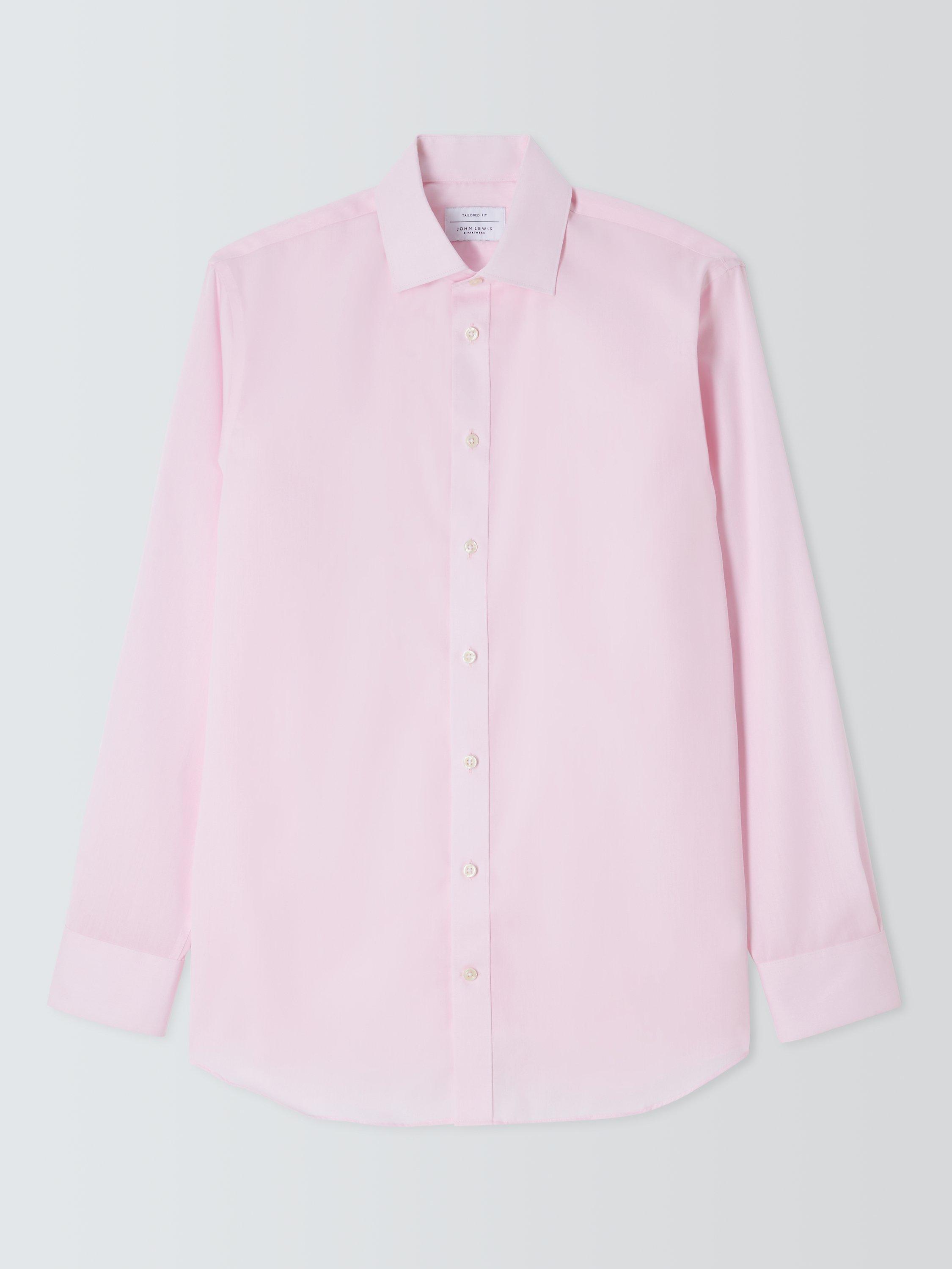 Product image 4 of 10, which shows John Lewis Non Iron Twill Tailored Fit Shirt, Pink, 15R