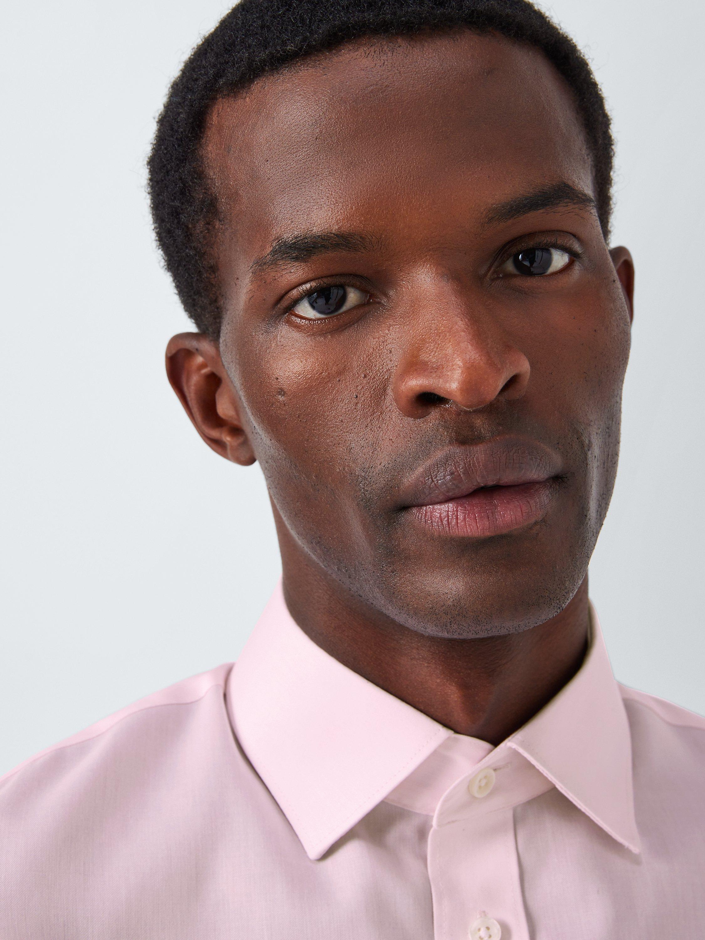 Product image 5 of 10, which shows John Lewis Non Iron Twill Tailored Fit Shirt, Pink, 15R