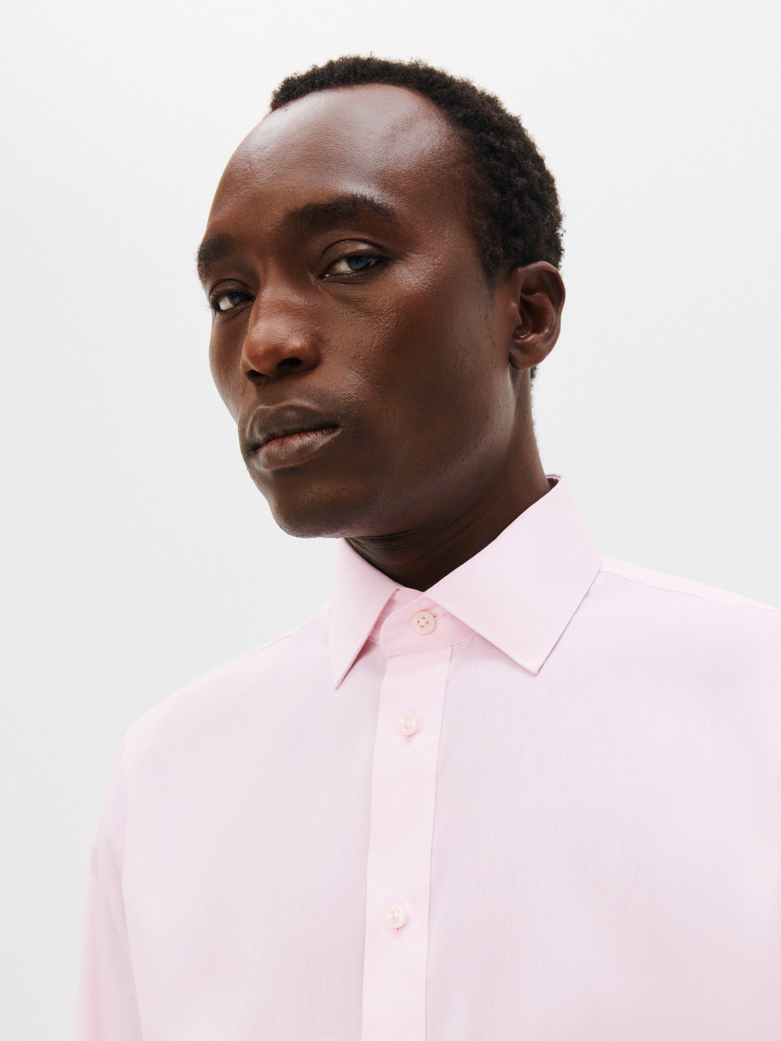 Product image 10 of 10, which shows John Lewis Non Iron Twill Tailored Fit Shirt, Pink, 15R
