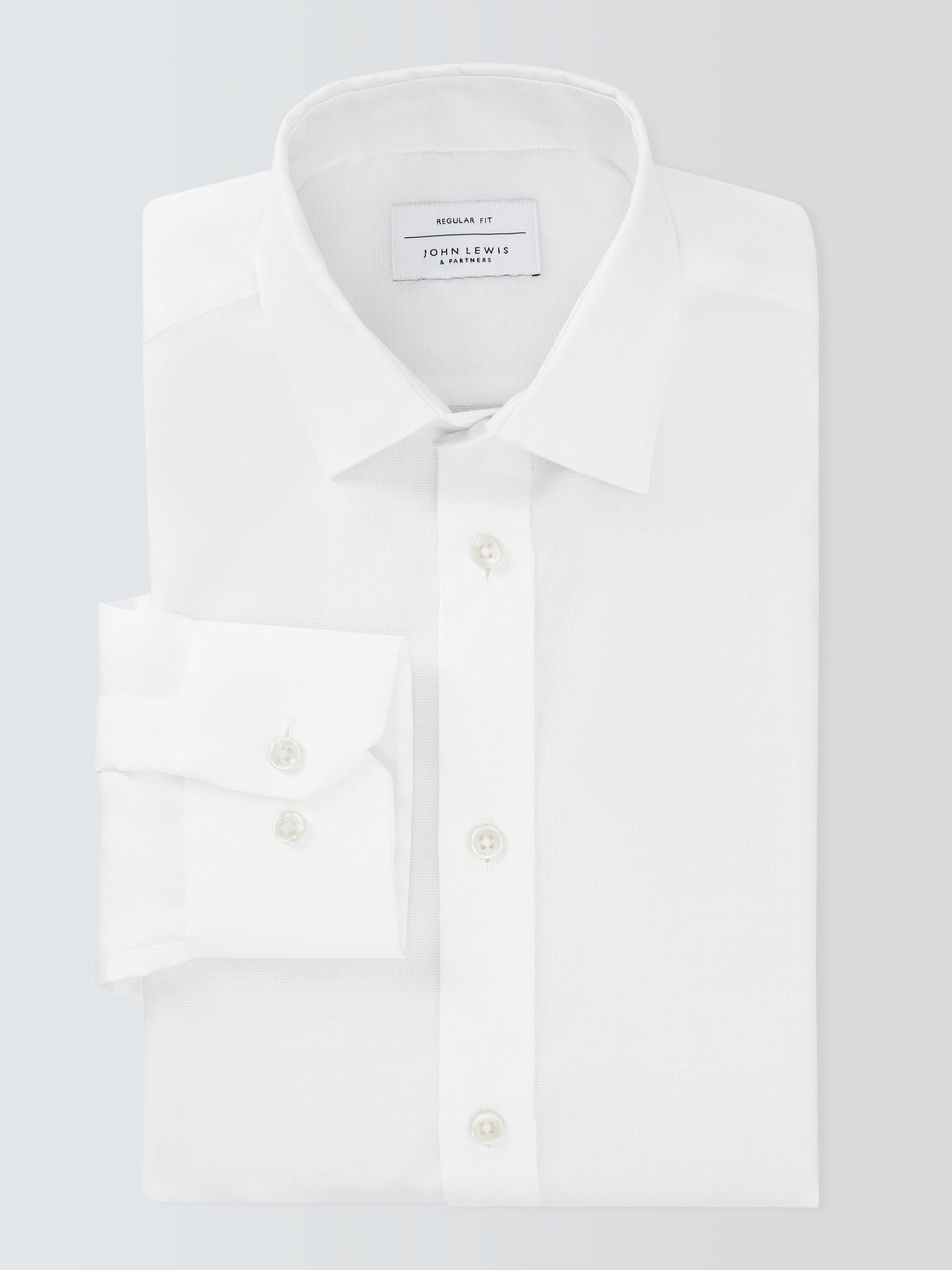 John Lewis Dobby Regular Fit Shirt, White, 17.5R