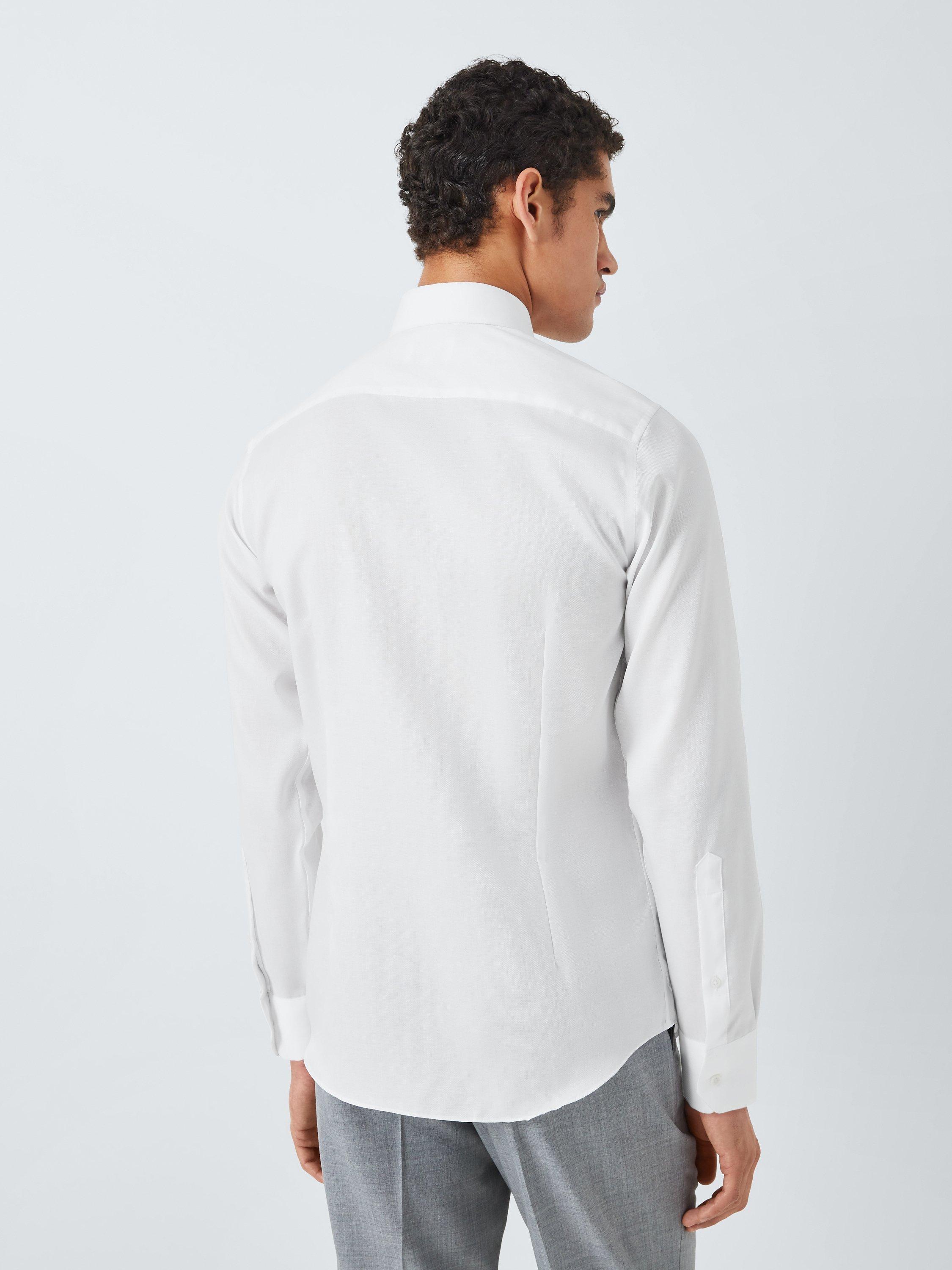 John Lewis Non Iron Dobby Slim Fit Shirt, White, 17.5R
