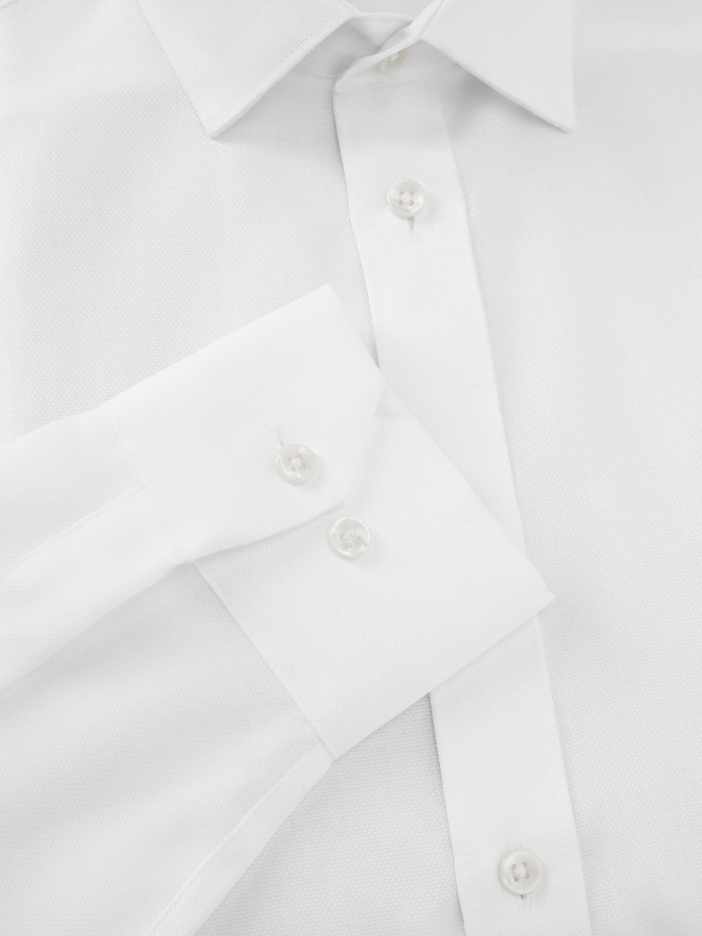 John Lewis Non Iron Dobby Slim Fit Shirt, White, 17.5R