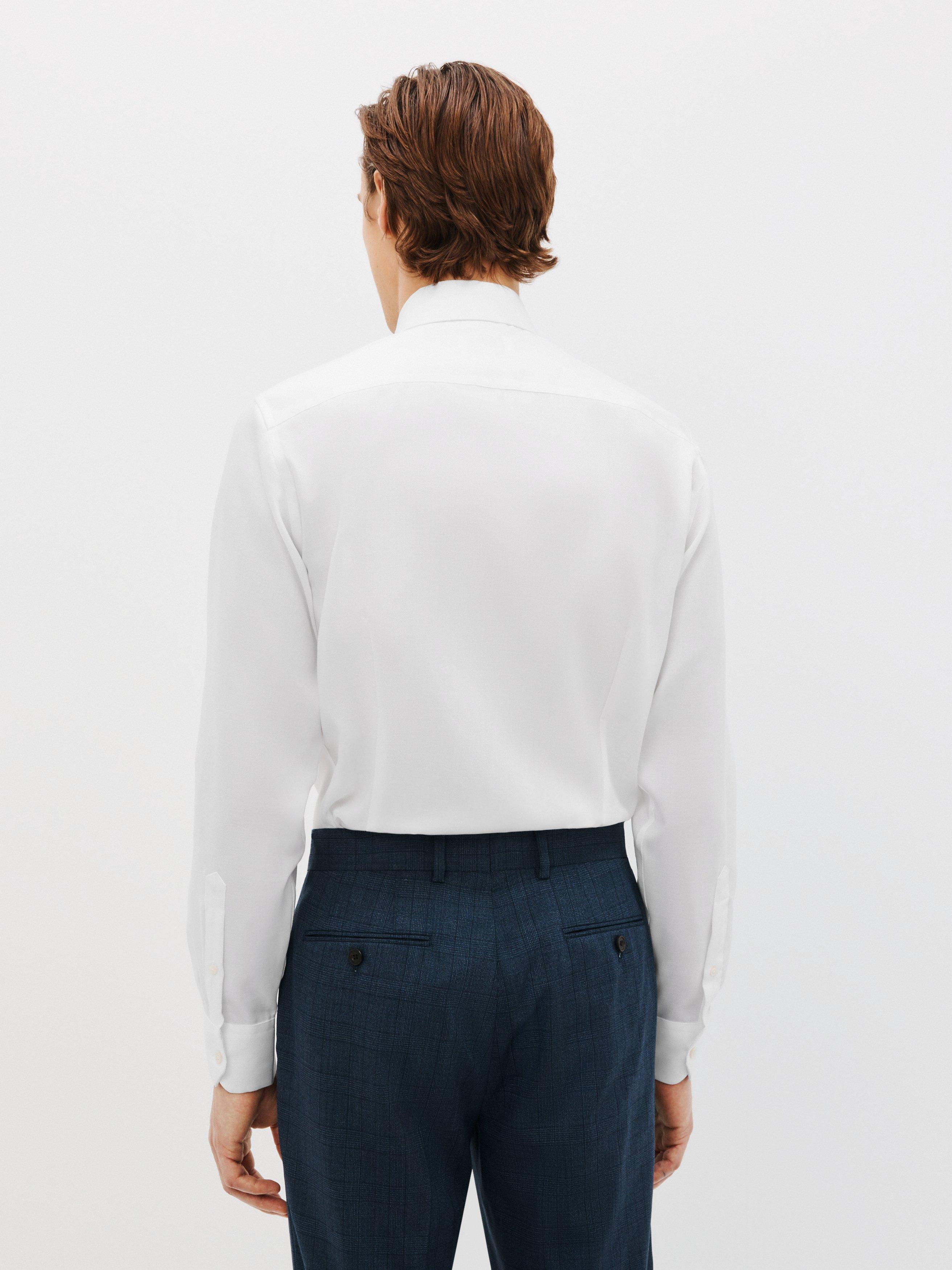 John Lewis Non Iron Dobby Slim Fit Shirt, White, 17.5R