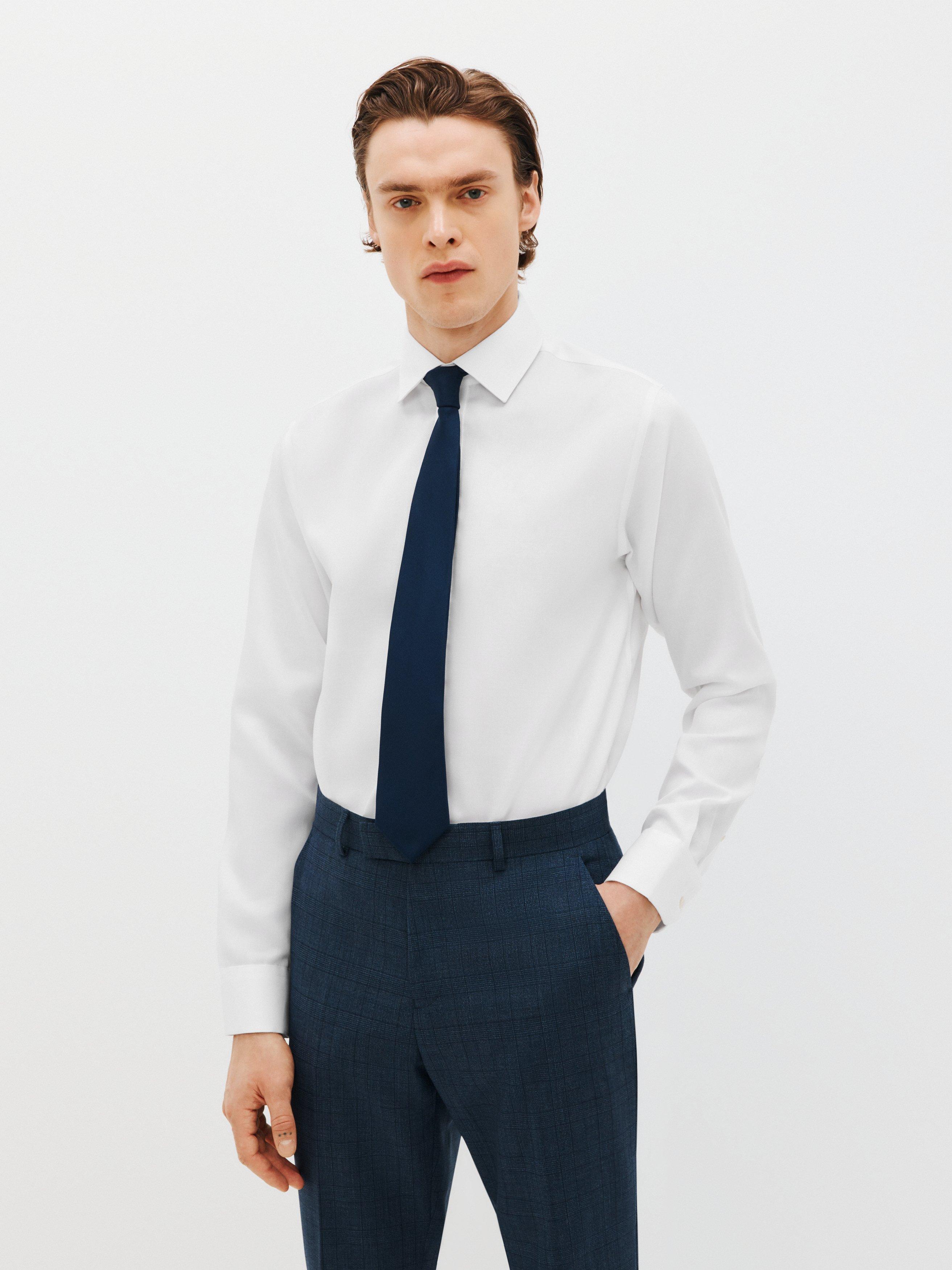John Lewis Non Iron Dobby Slim Fit Shirt, White, 17.5R