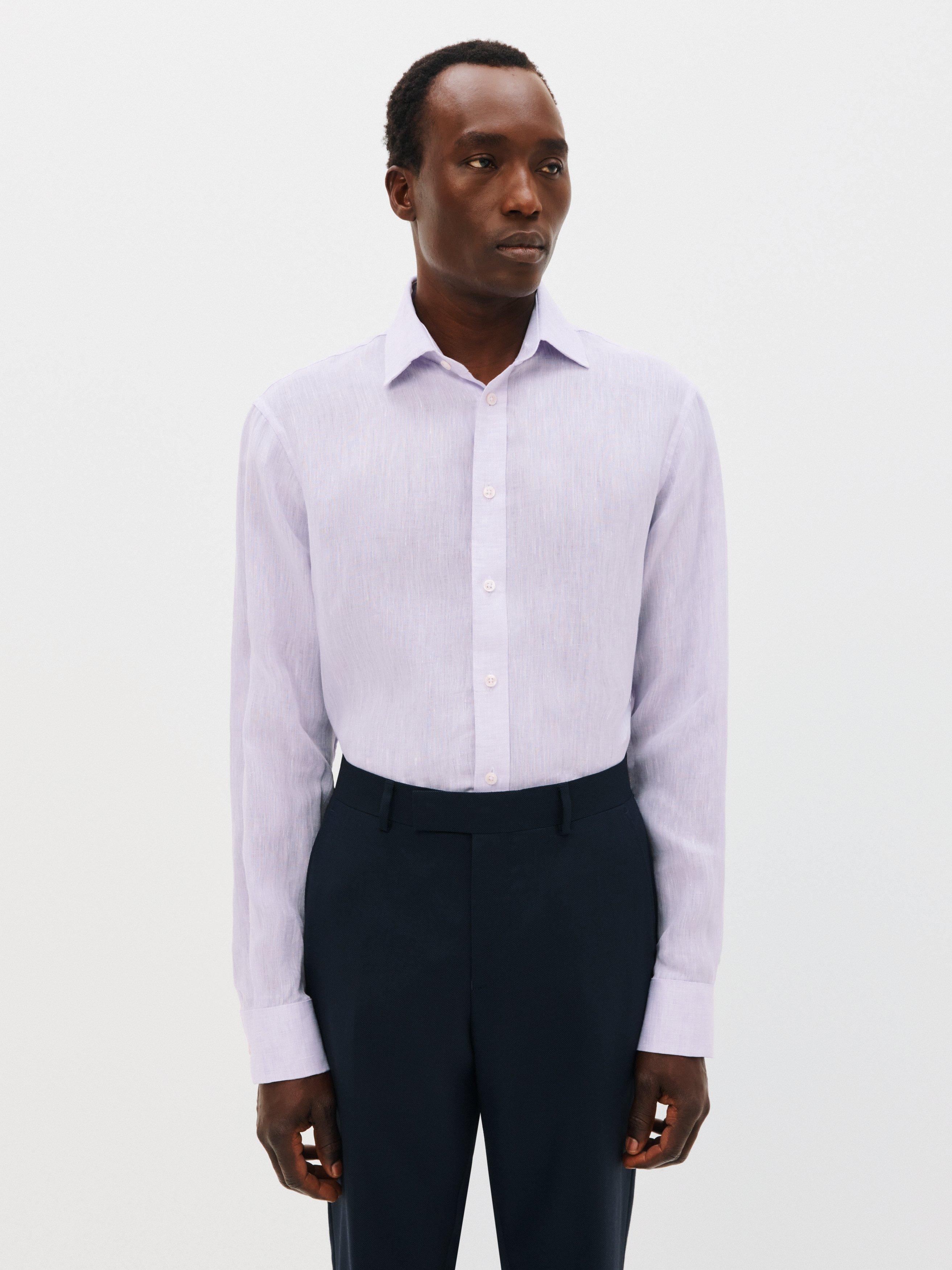 John Lewis Linen Tailored Fit Shirt, Lilac