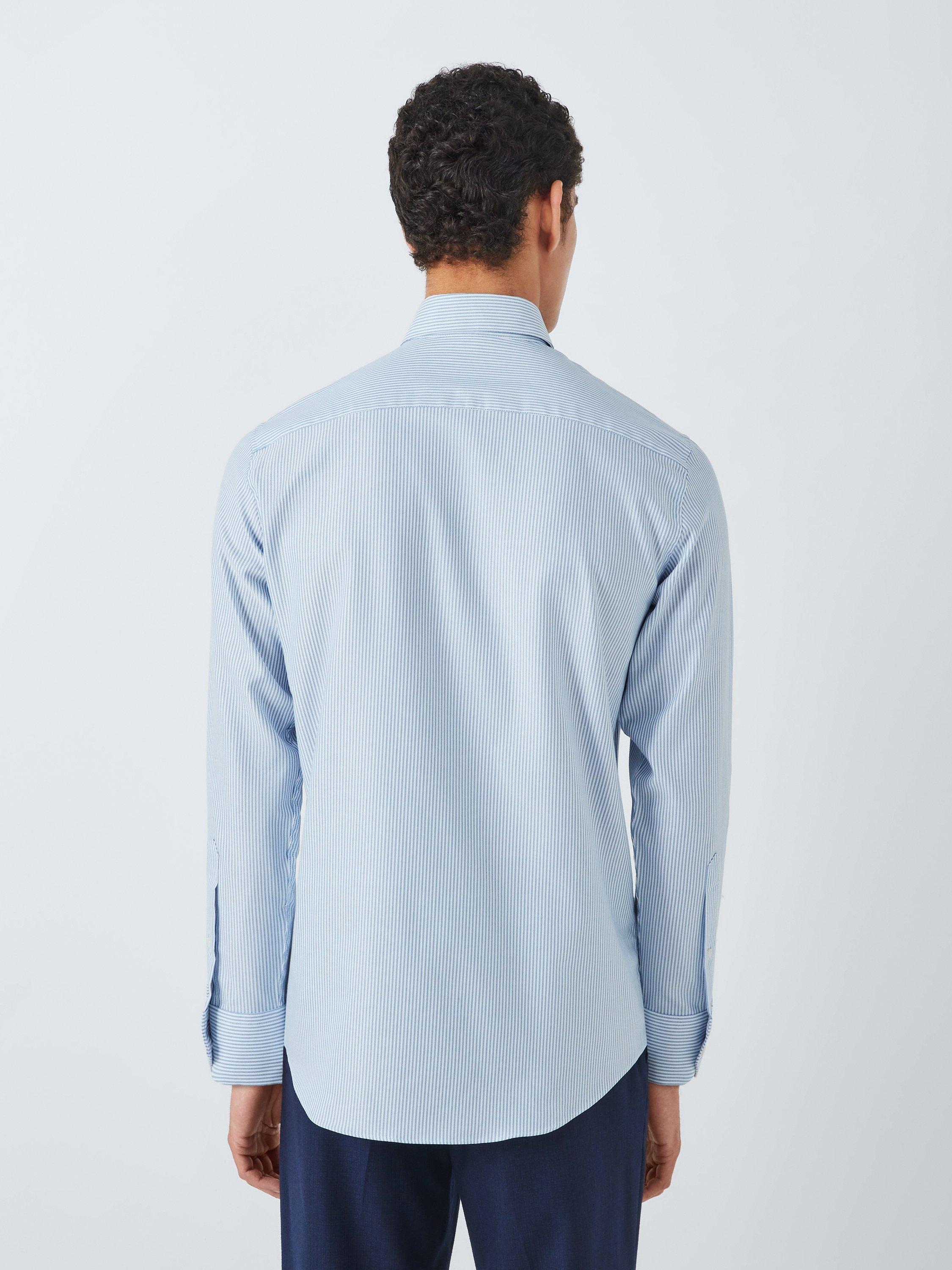 Product image 2 of 9, which shows John Lewis Oxford Stripe Tailored Fit Shirt, Blue Stripe, 15R