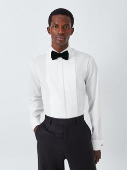 John Lewis Pleated Point Collar Tailored Fit Dress Shirt, White, White
