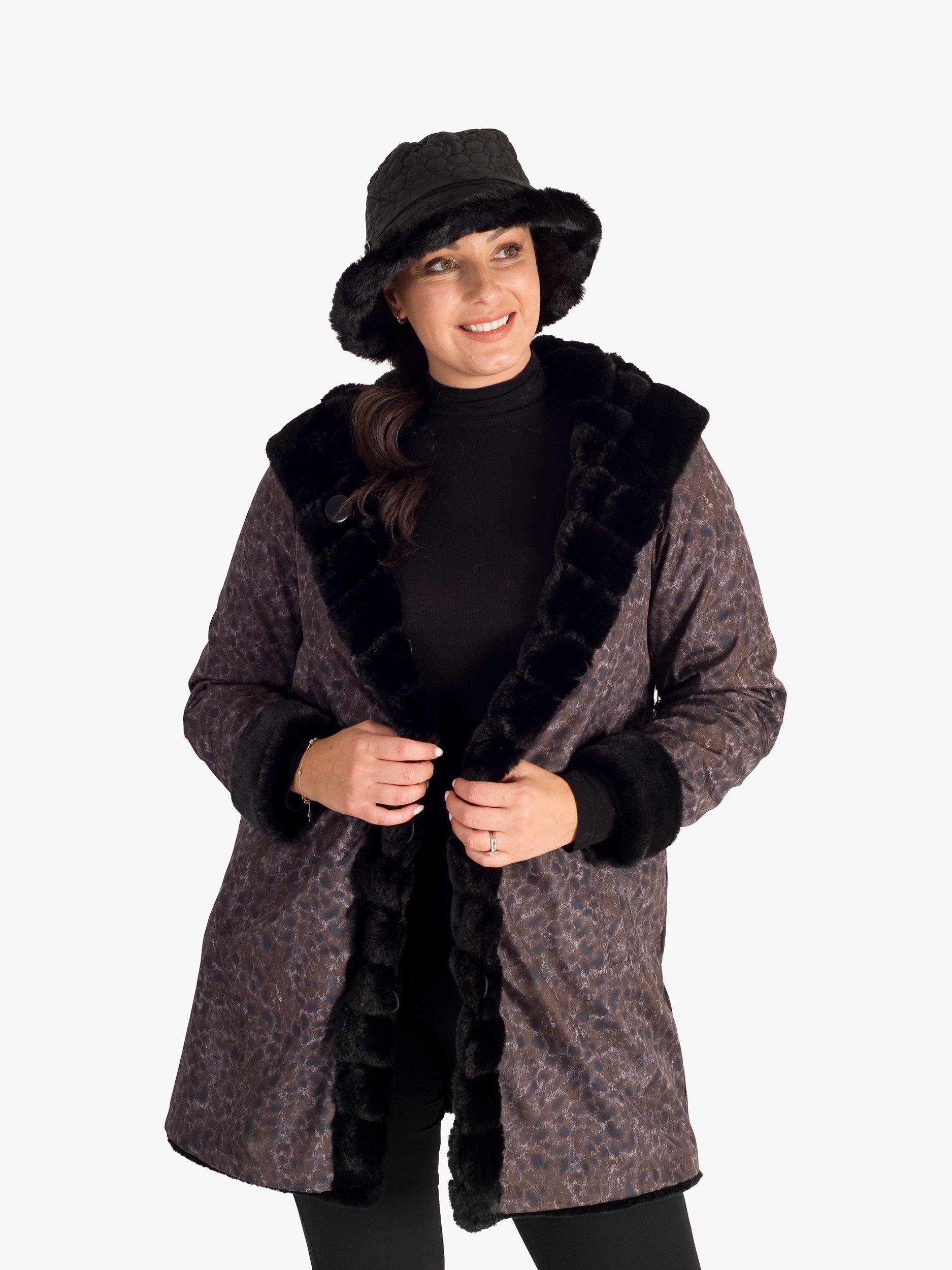Product image 2 of 5, which shows chesca Quilted Faux Fur Bucket Hat, Black, One Size