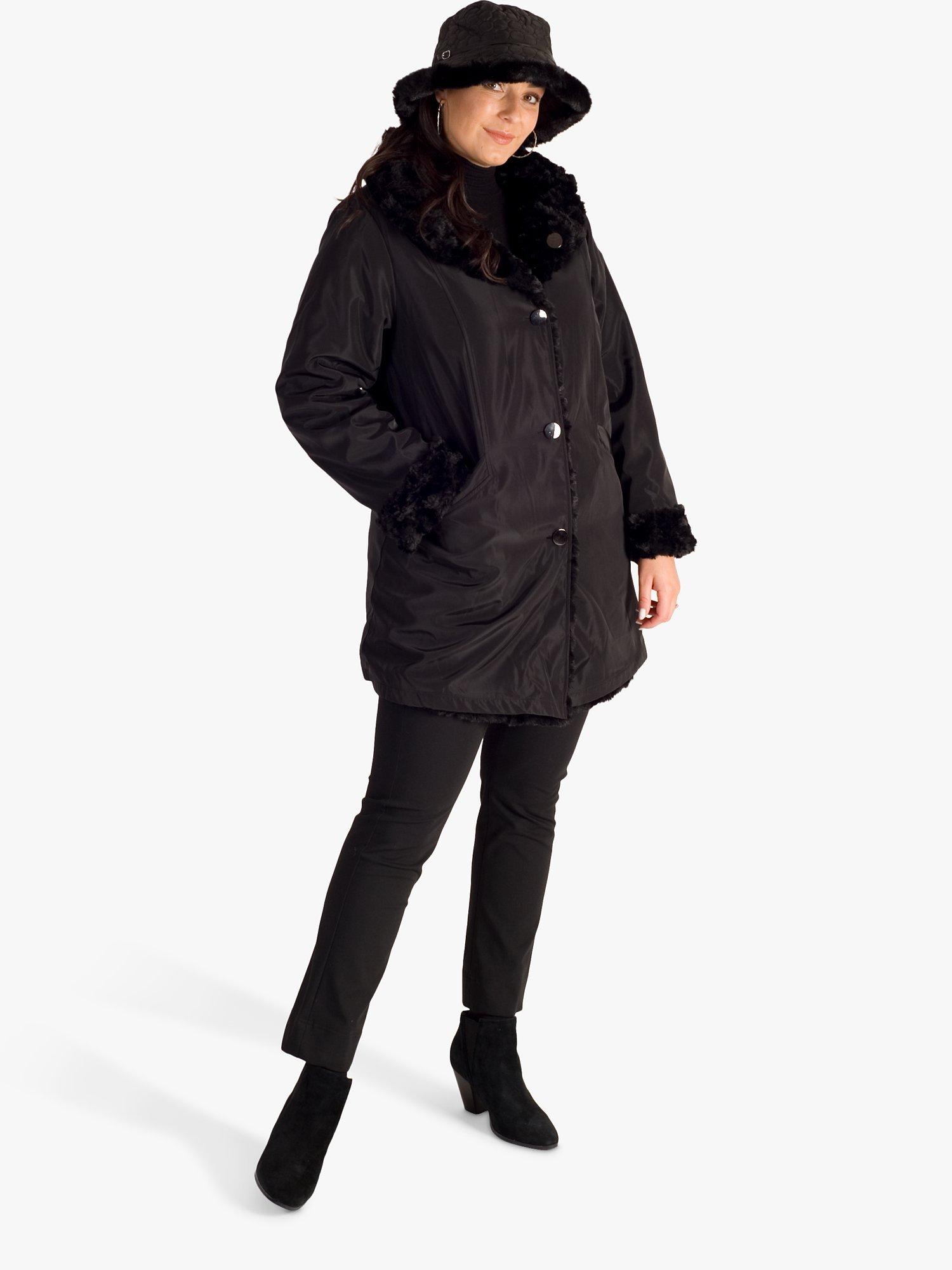 Product image 3 of 5, which shows chesca Quilted Faux Fur Bucket Hat, Black, One Size