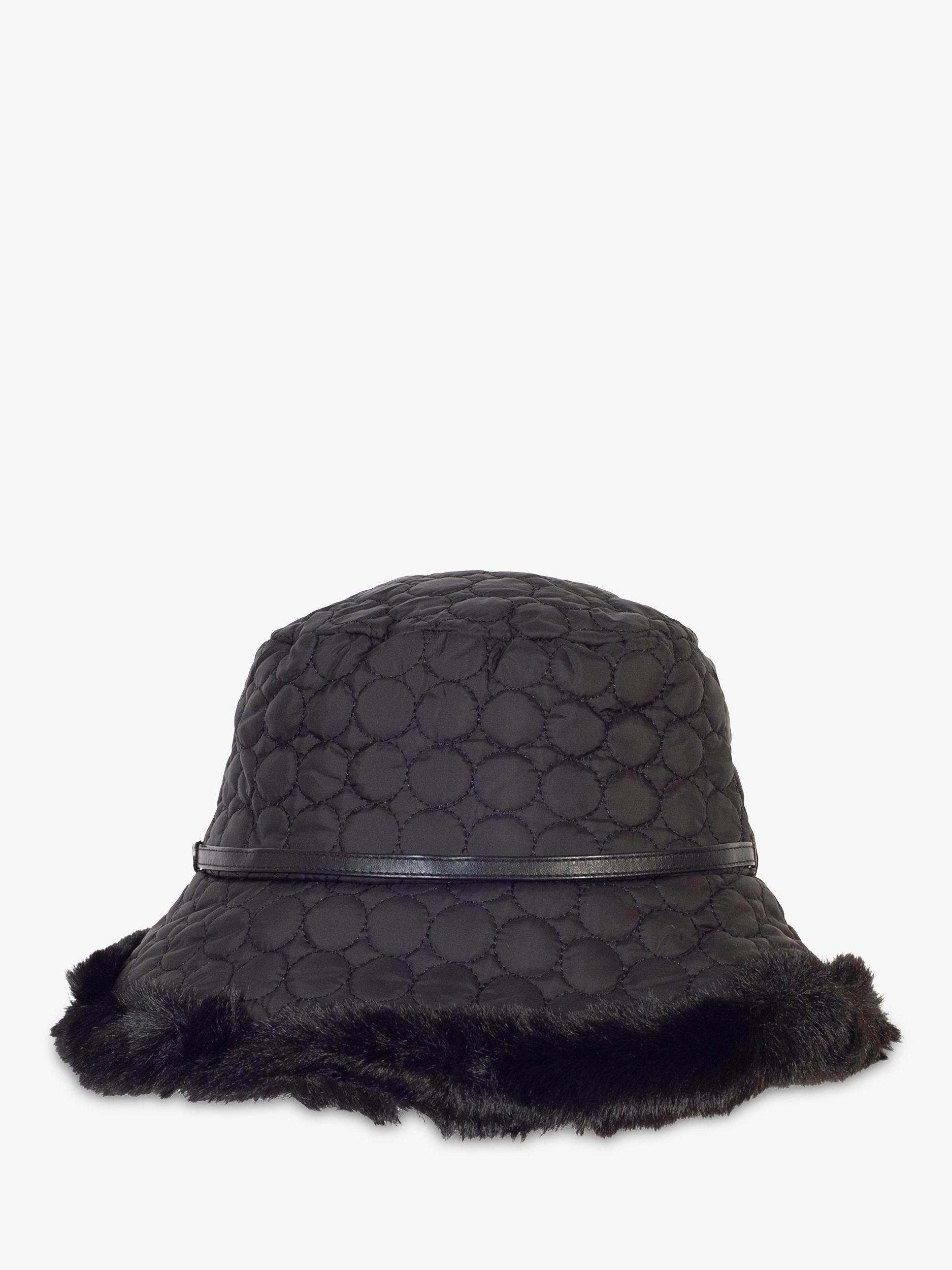 Product image 4 of 5, which shows chesca Quilted Faux Fur Bucket Hat, Black, One Size