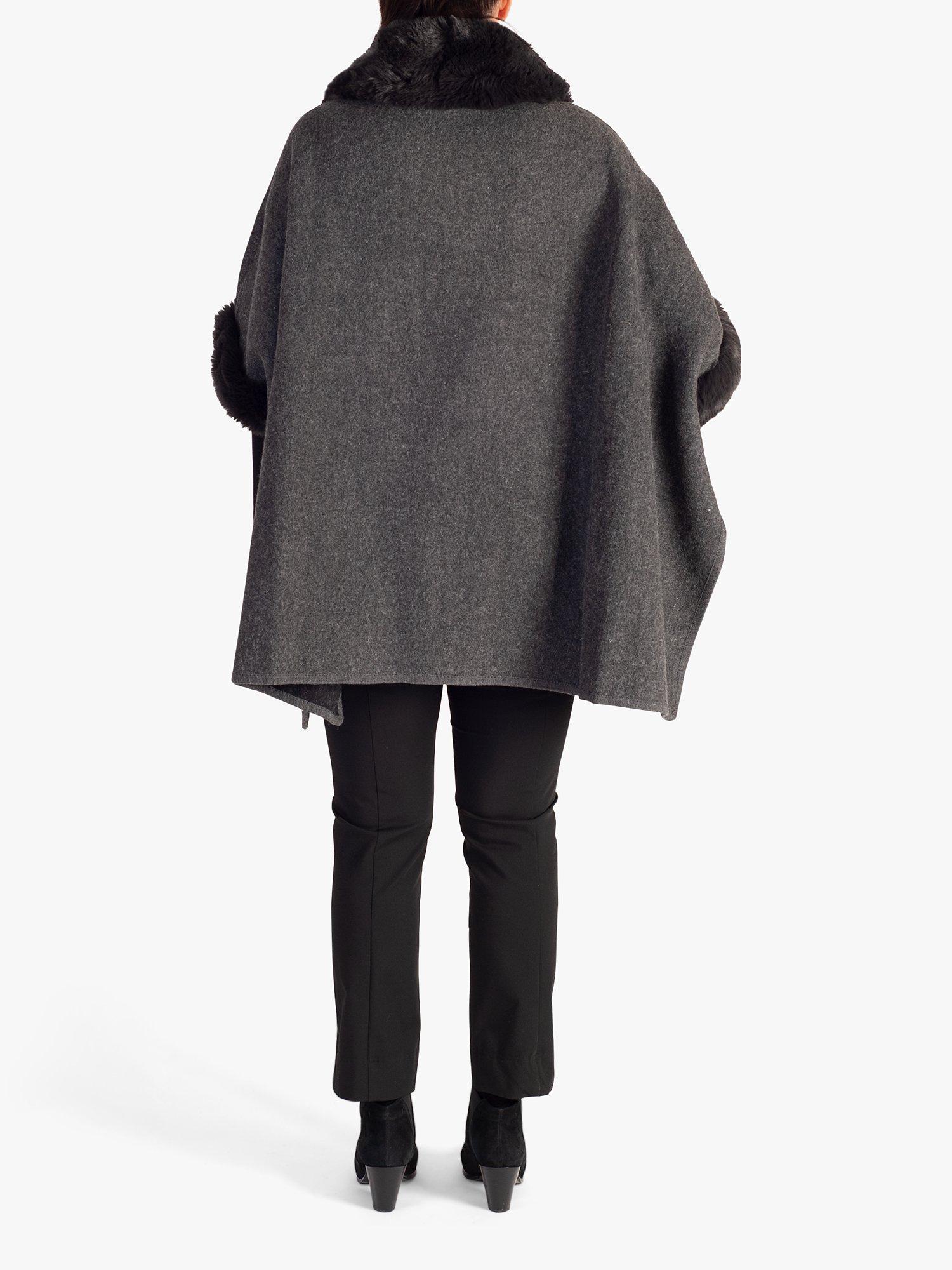 Product image 2 of 3, which shows chesca Fur Trim Wrap, Grey, One Size