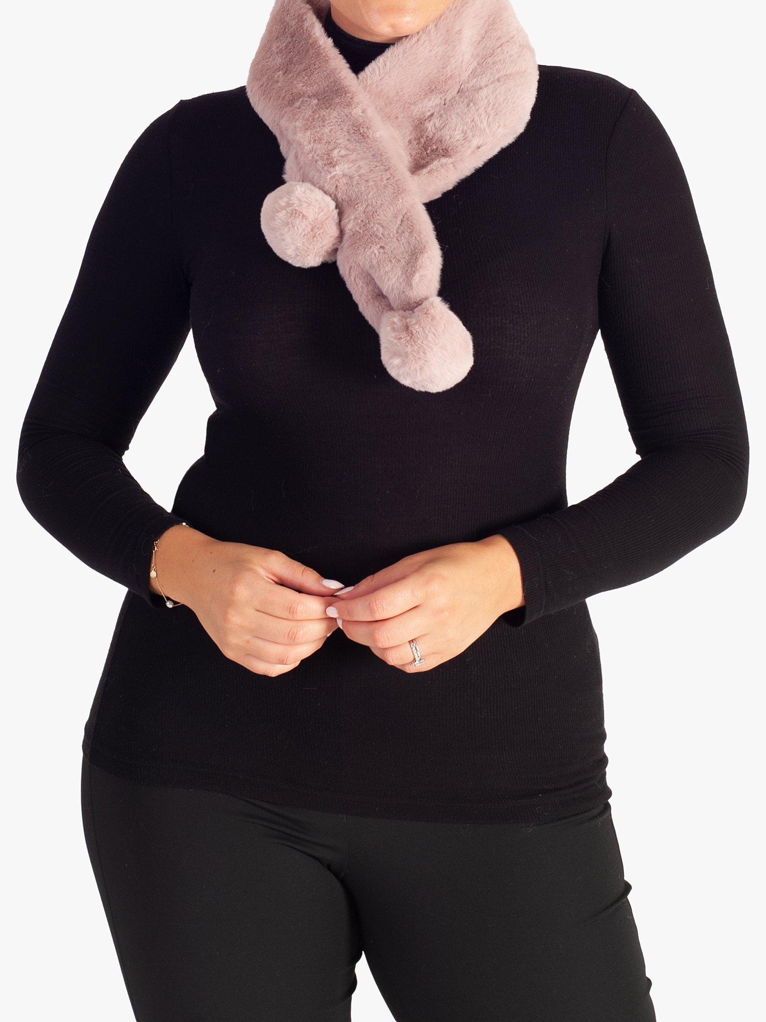 chesca Faux Fur Pom Pom Scarf