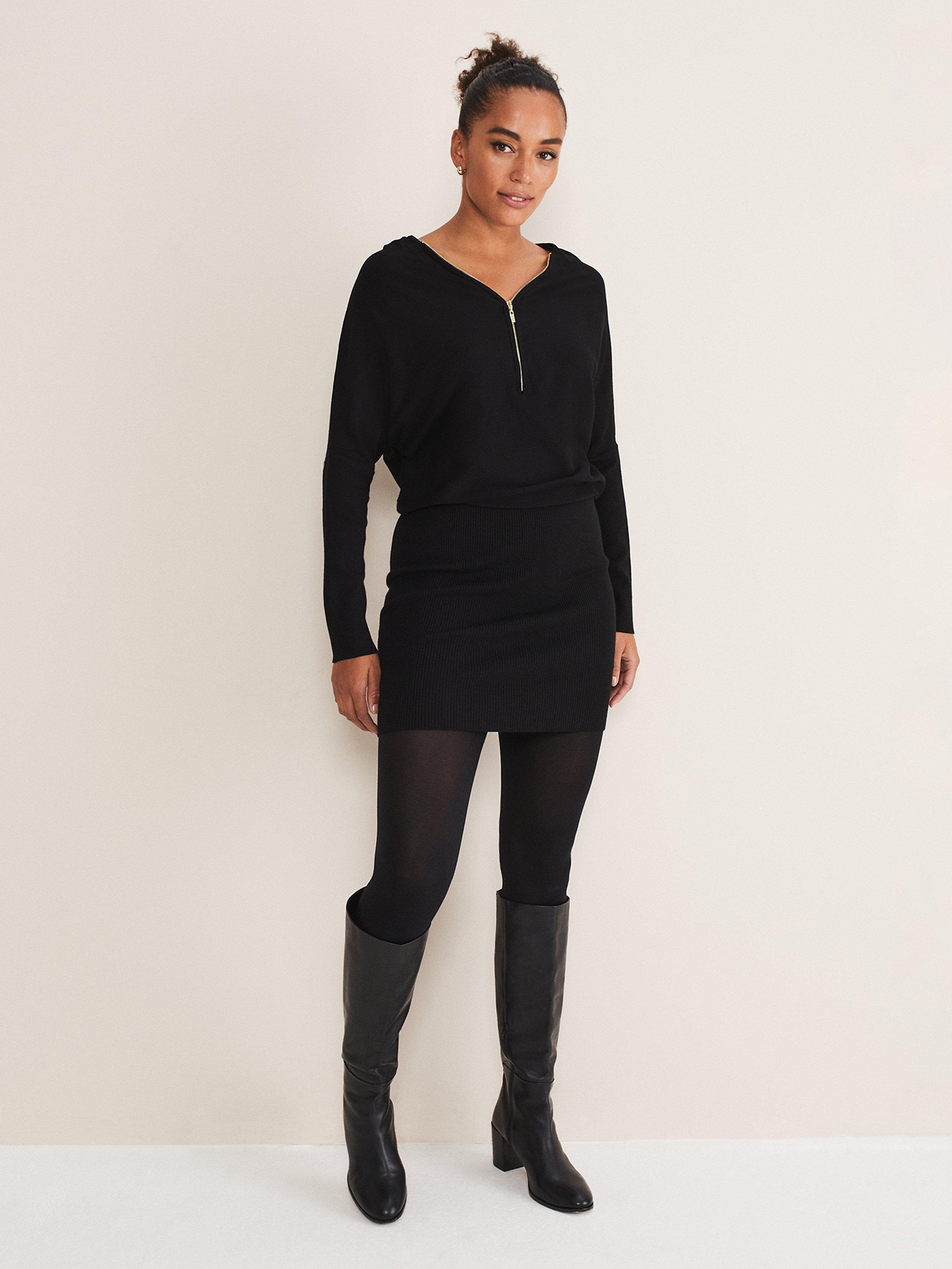 Phase Eight Becca Zip Neck Dress Black