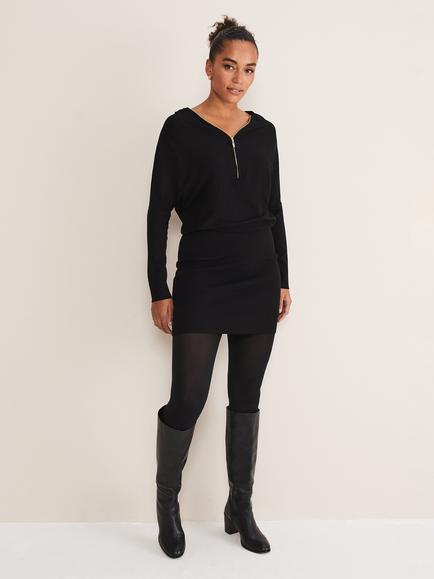 Phase Eight Becca Zip Neck Dress, Black, Black