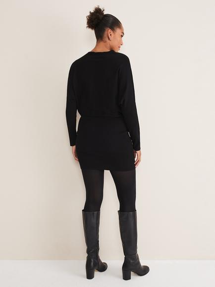 Phase Eight Becca Zip Neck Dress, Black - view 2, Black