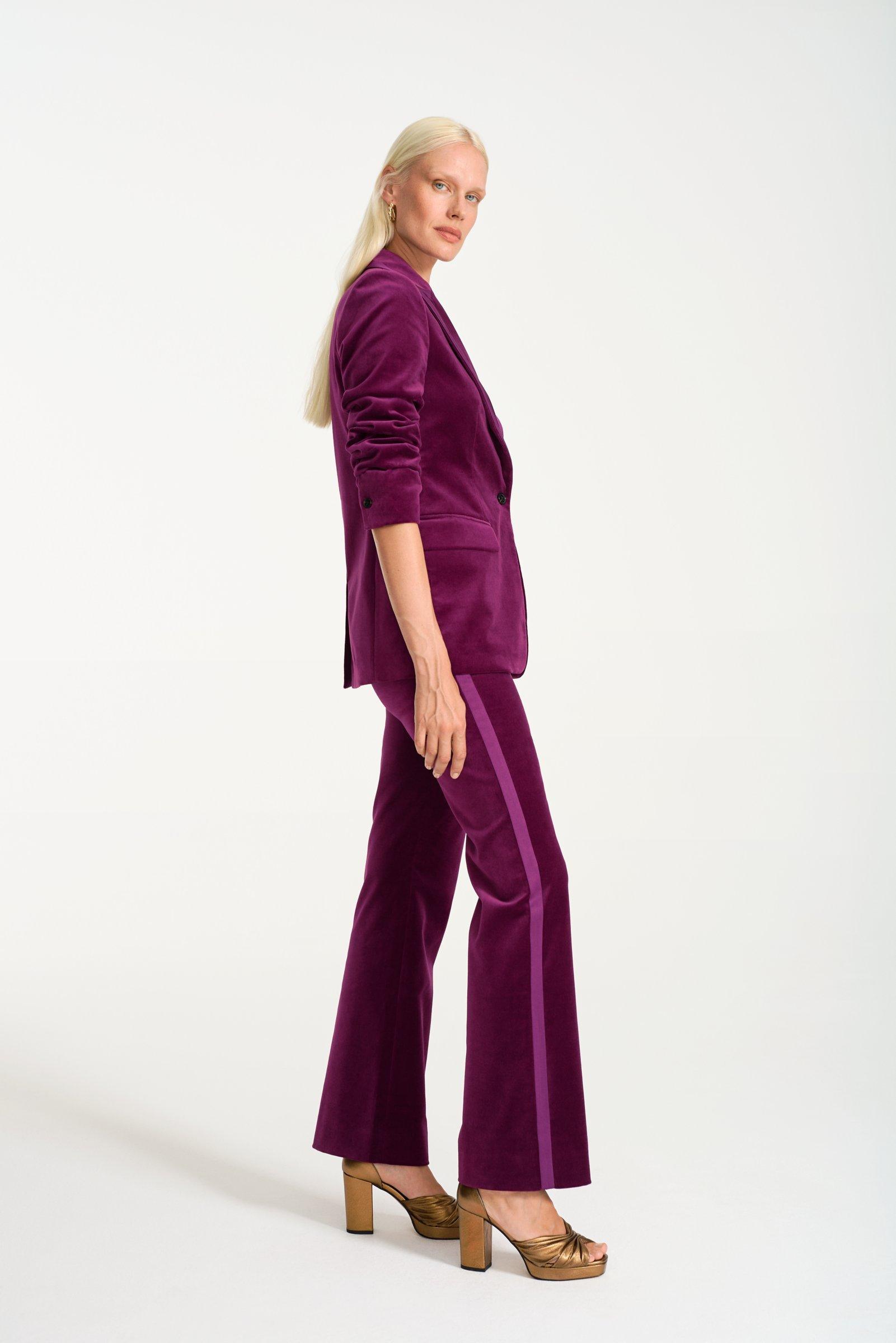 Jigsaw Mason Satin Trim Velvet Trousers, Pink