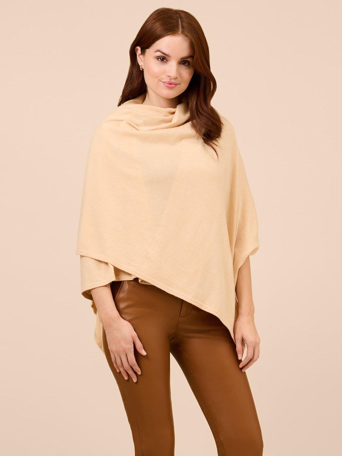 Adrianna Papell Classic Solid Cashmere Blend S’HUG® Cardigan Wrap, Champagne